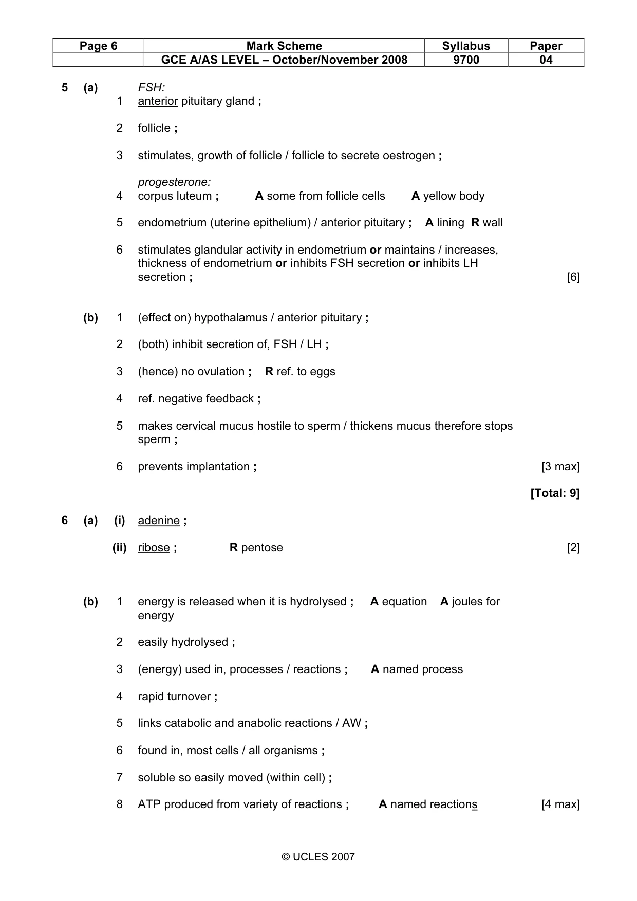Mark scheme, page 6 of 11