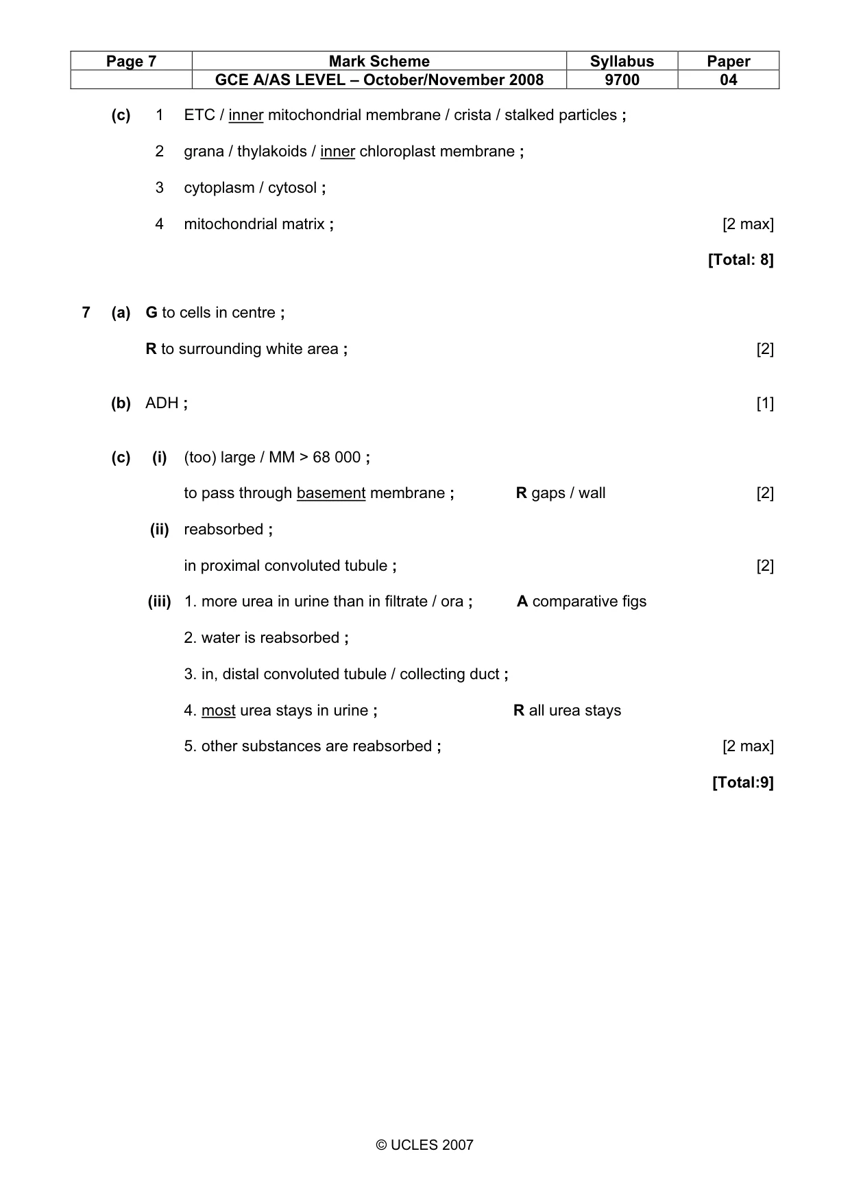 Mark scheme, page 7 of 11