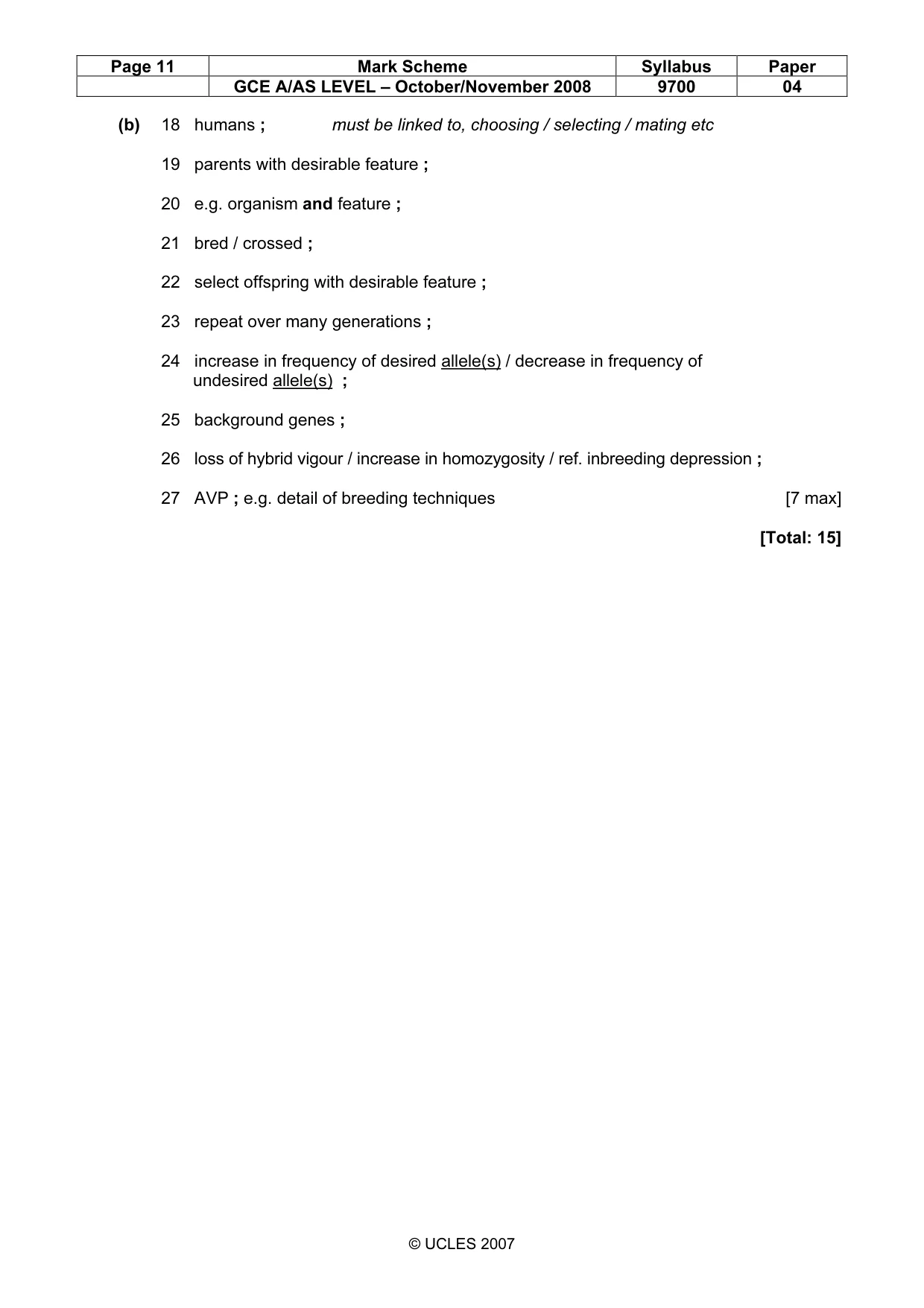 Mark scheme, page 11 of 11