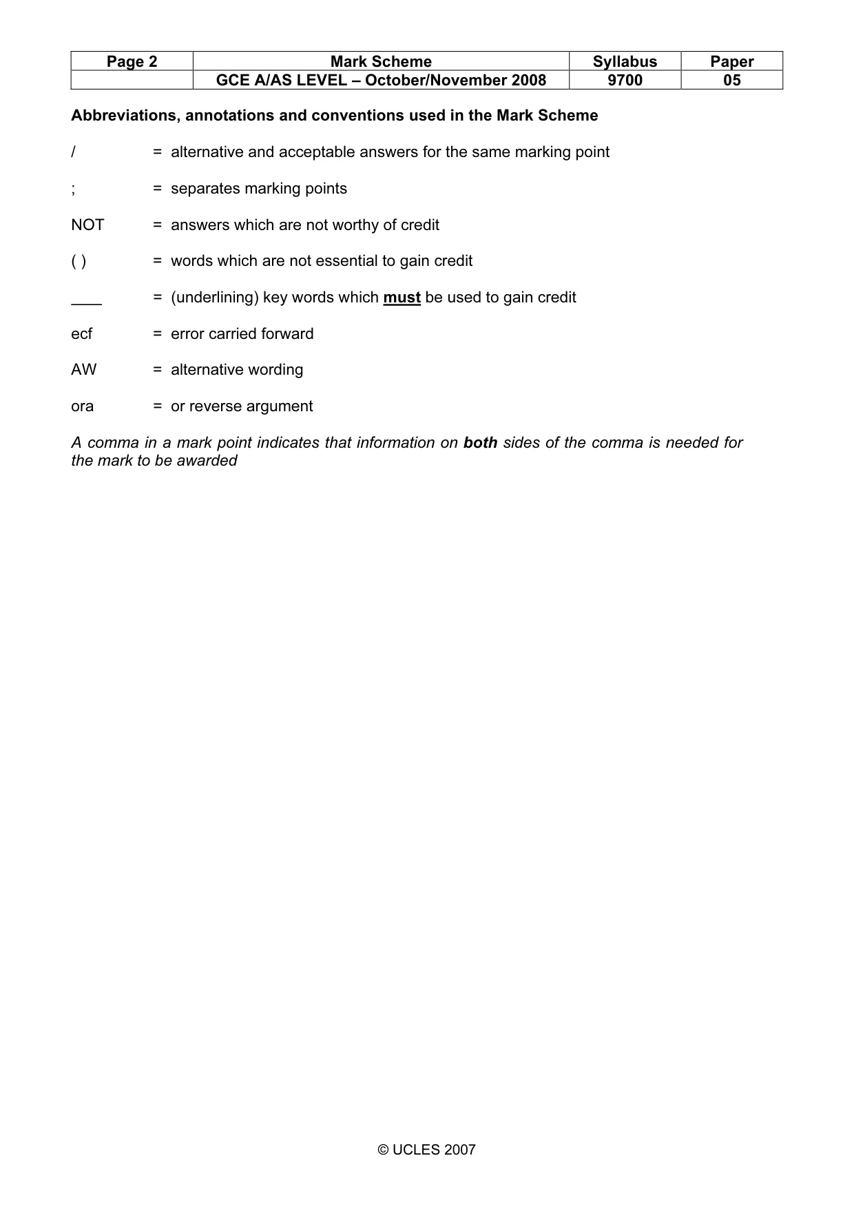 Mark scheme, page 2 of 6
