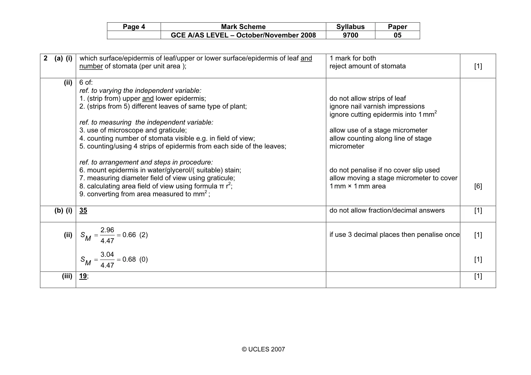 Mark scheme, page 4 of 6