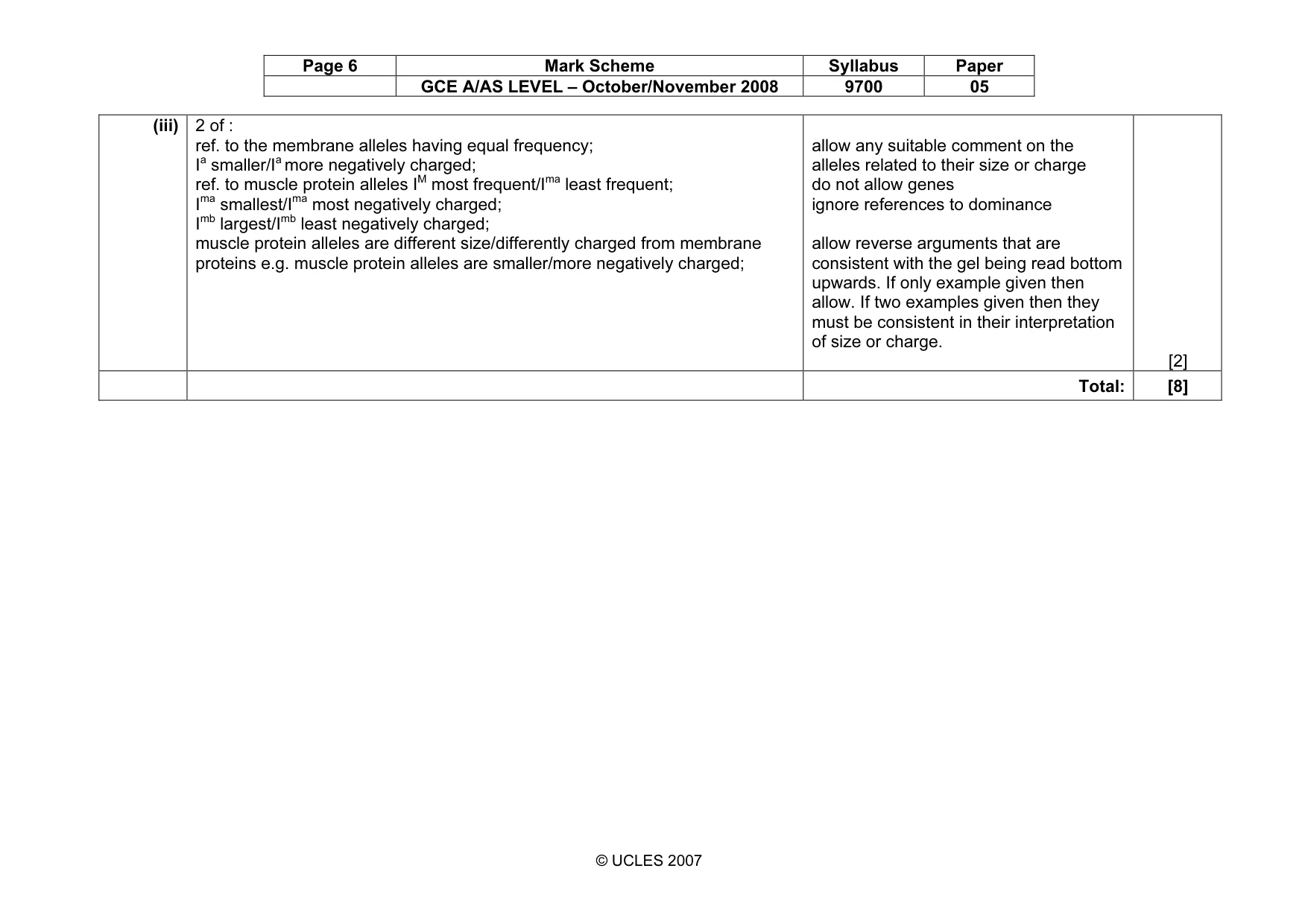 Mark scheme, page 6 of 6