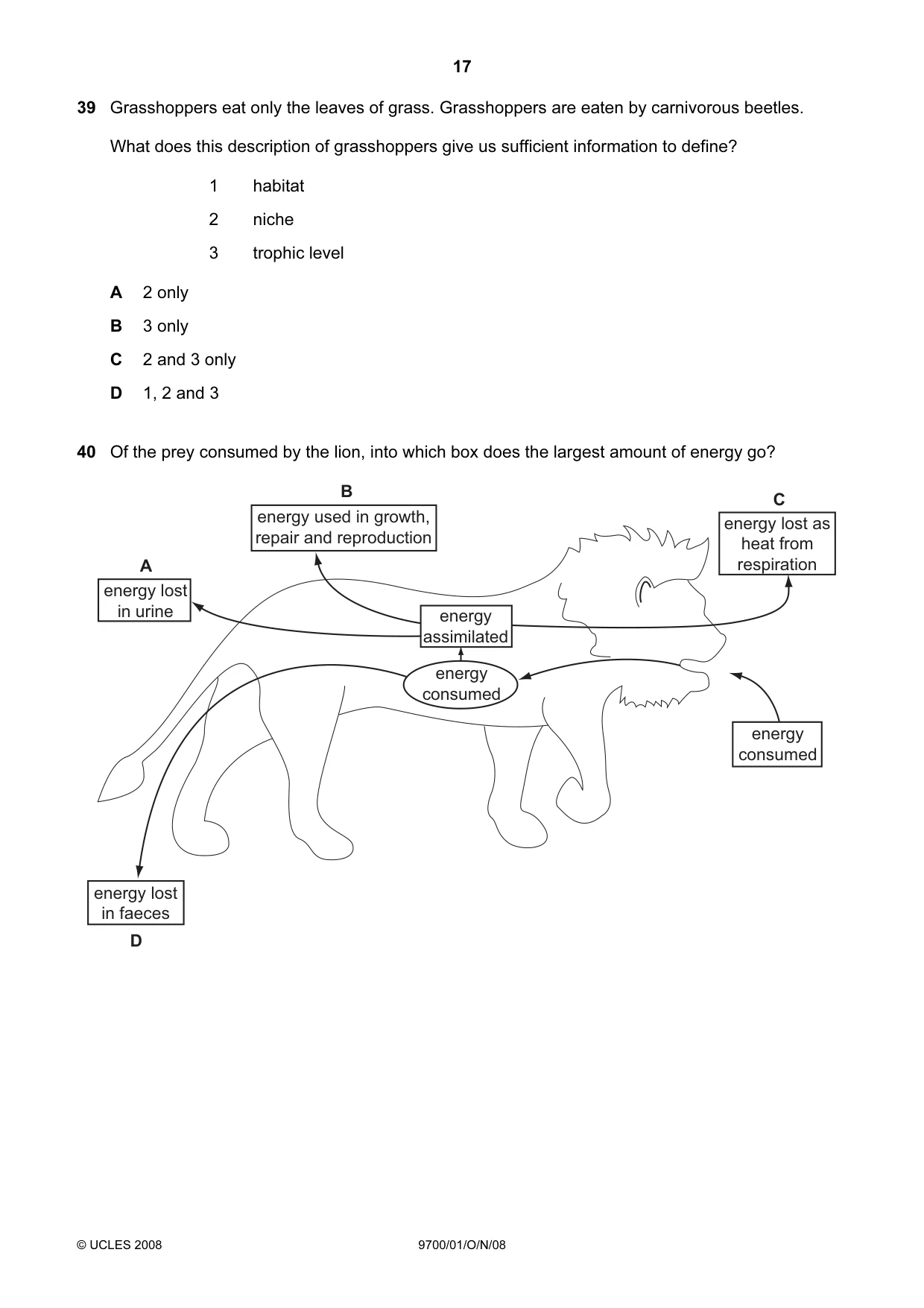 Cambridge A Level Biology 9700 2008 Oct/Nov Paper 1 · Variant 1 question paper, page 17 of 20