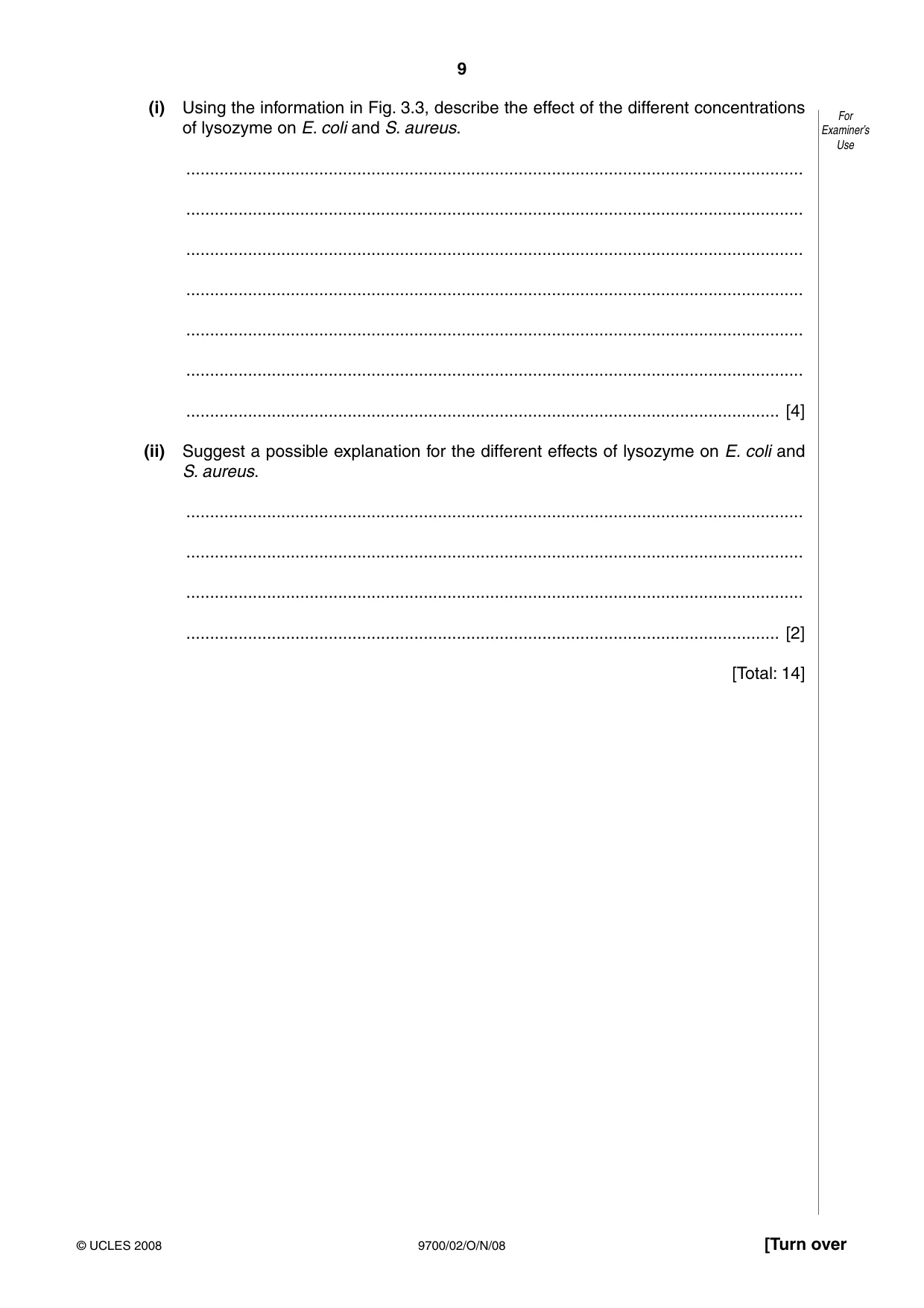 Cambridge A Level Biology 9700 2008 Oct/Nov Paper 2 · Variant 1 question paper, page 10 of 29