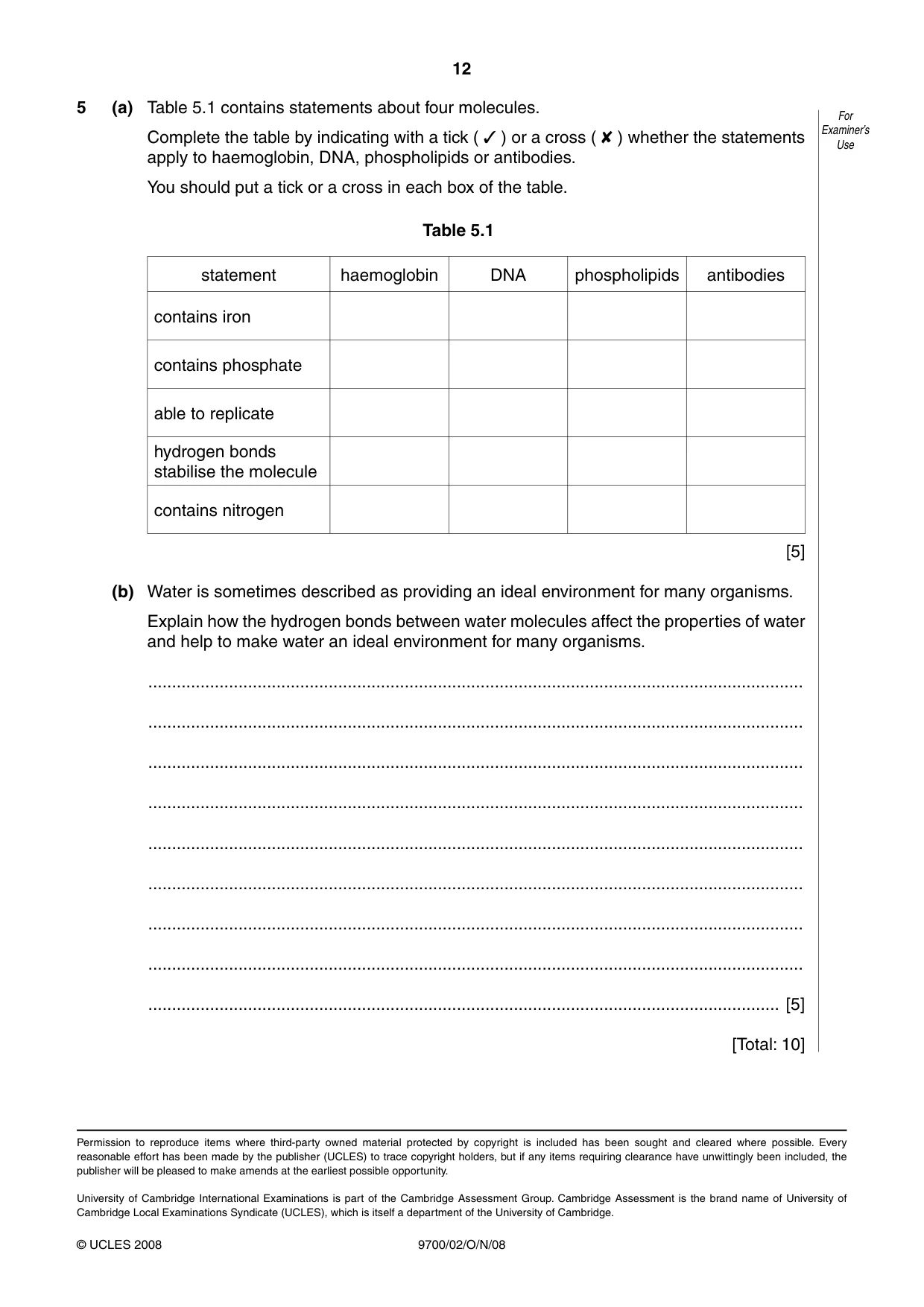 Cambridge A Level Biology 9700 2008 Oct/Nov Paper 2 · Variant 1 question paper, page 13 of 29