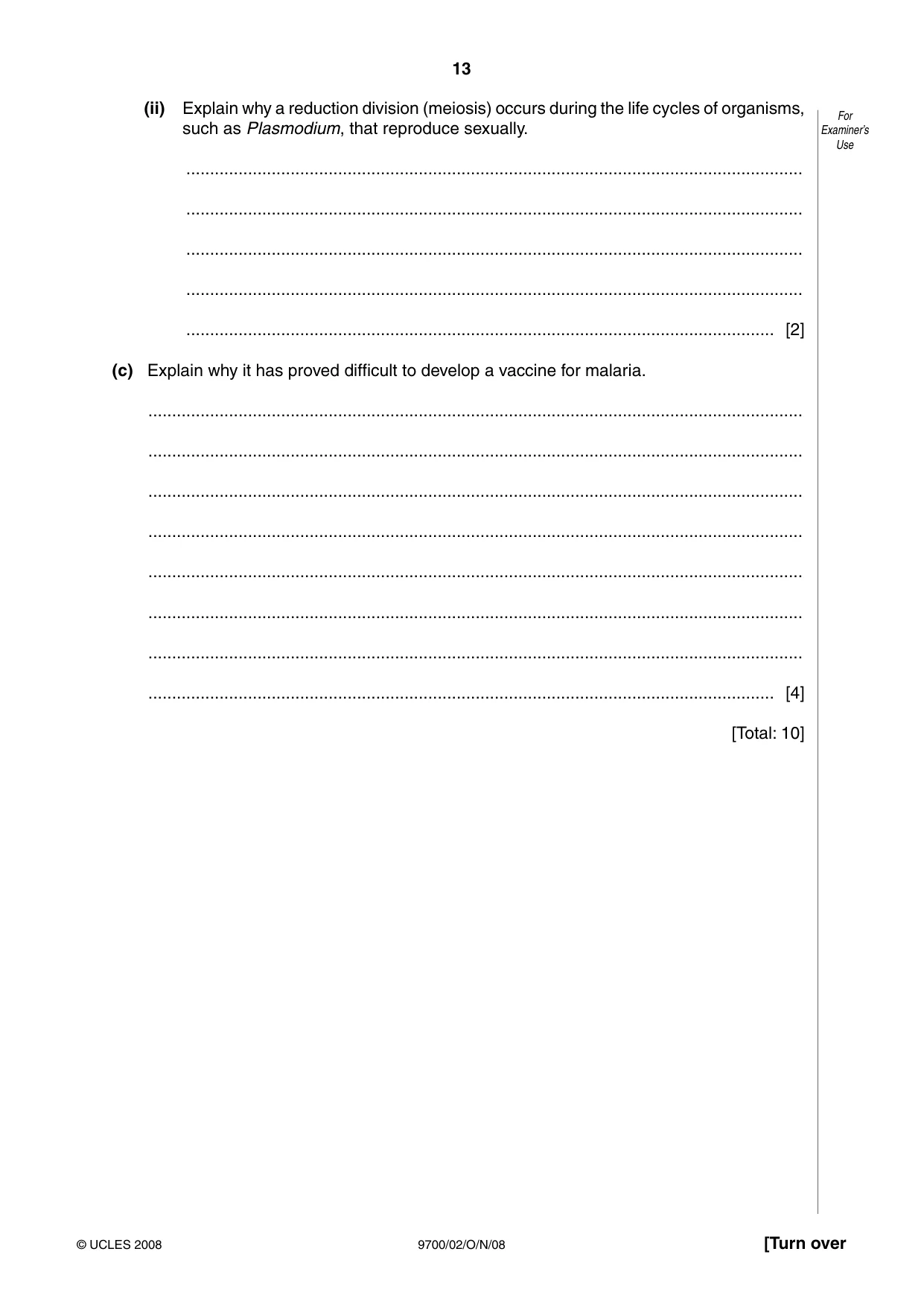 Cambridge A Level Biology 9700 2008 Oct/Nov Paper 2 · Variant 1 question paper, page 26 of 29
