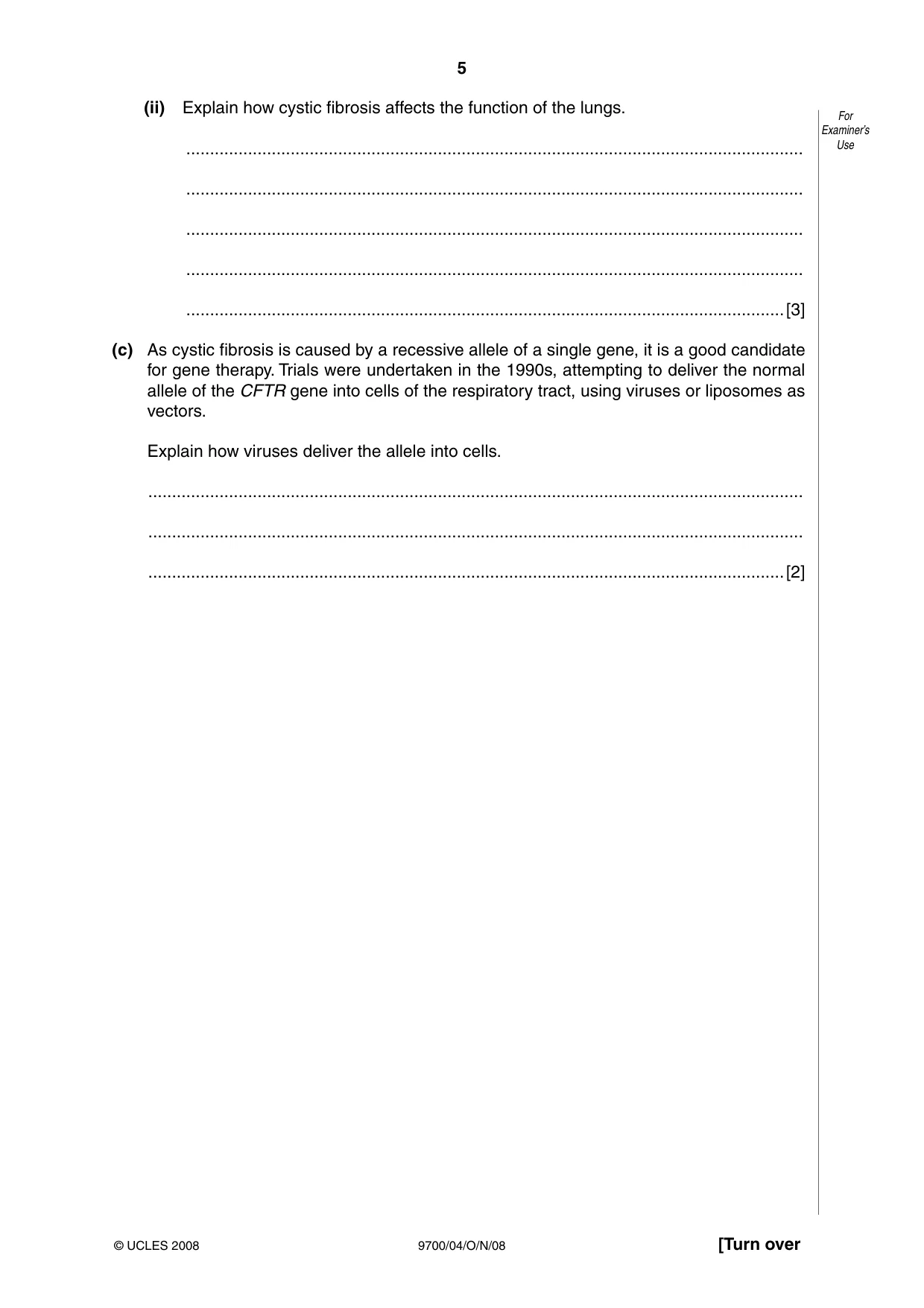 Cambridge A Level Biology 9700 2008 Oct/Nov Paper 4 · Variant 1 question paper, page 5 of 24