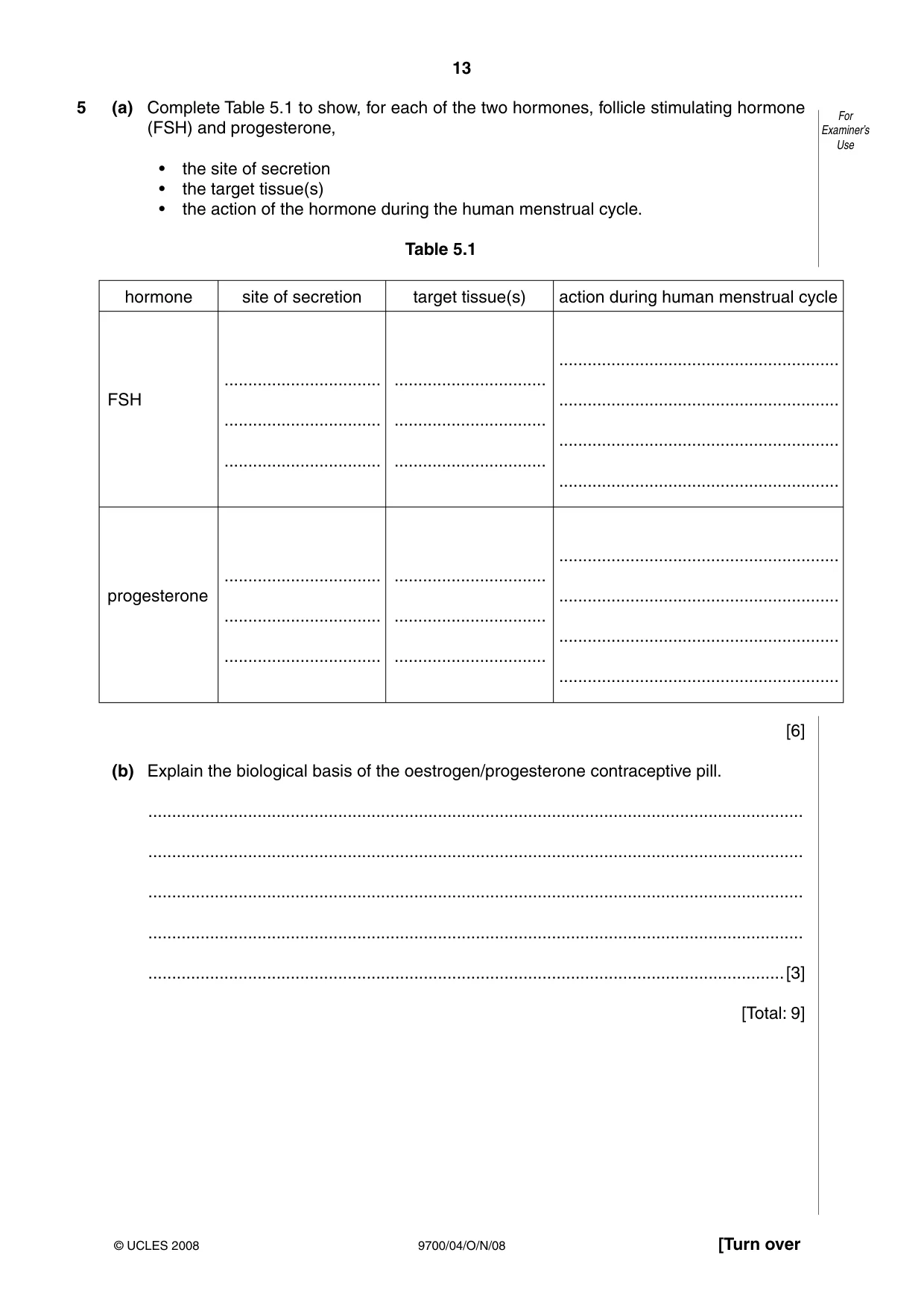 Cambridge A Level Biology 9700 2008 Oct/Nov Paper 4 · Variant 1 question paper, page 13 of 24