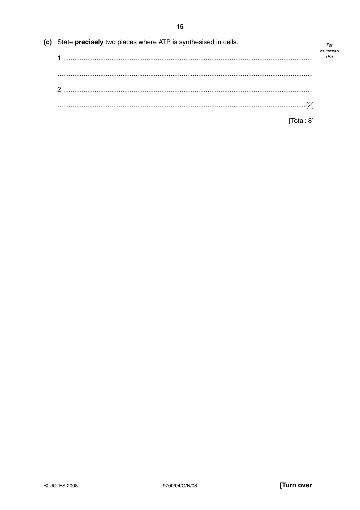 Cambridge A Level Biology 9700 2008 Oct/Nov Paper 4 · Variant 1 question paper, page 15 of 24