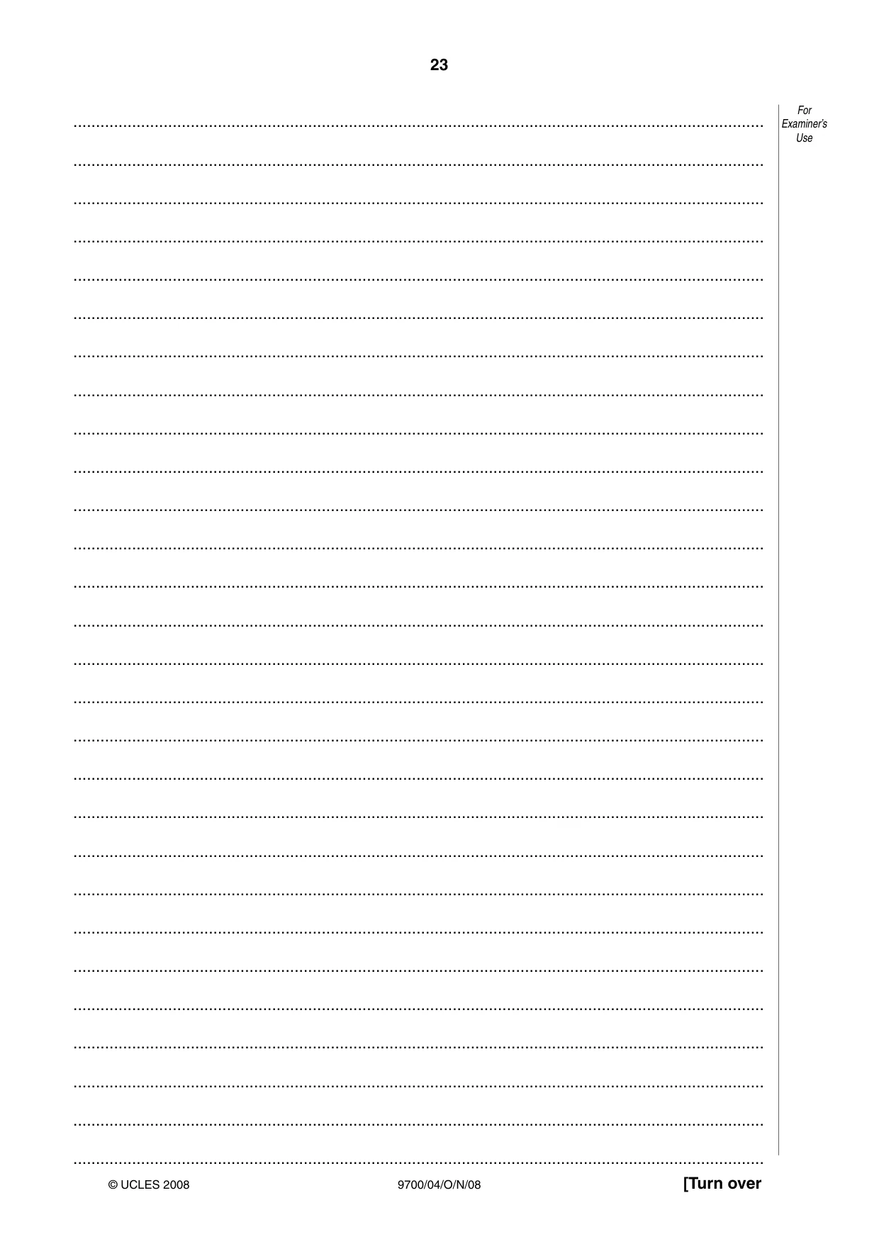 Cambridge A Level Biology 9700 2008 Oct/Nov Paper 4 · Variant 1 question paper, page 23 of 24