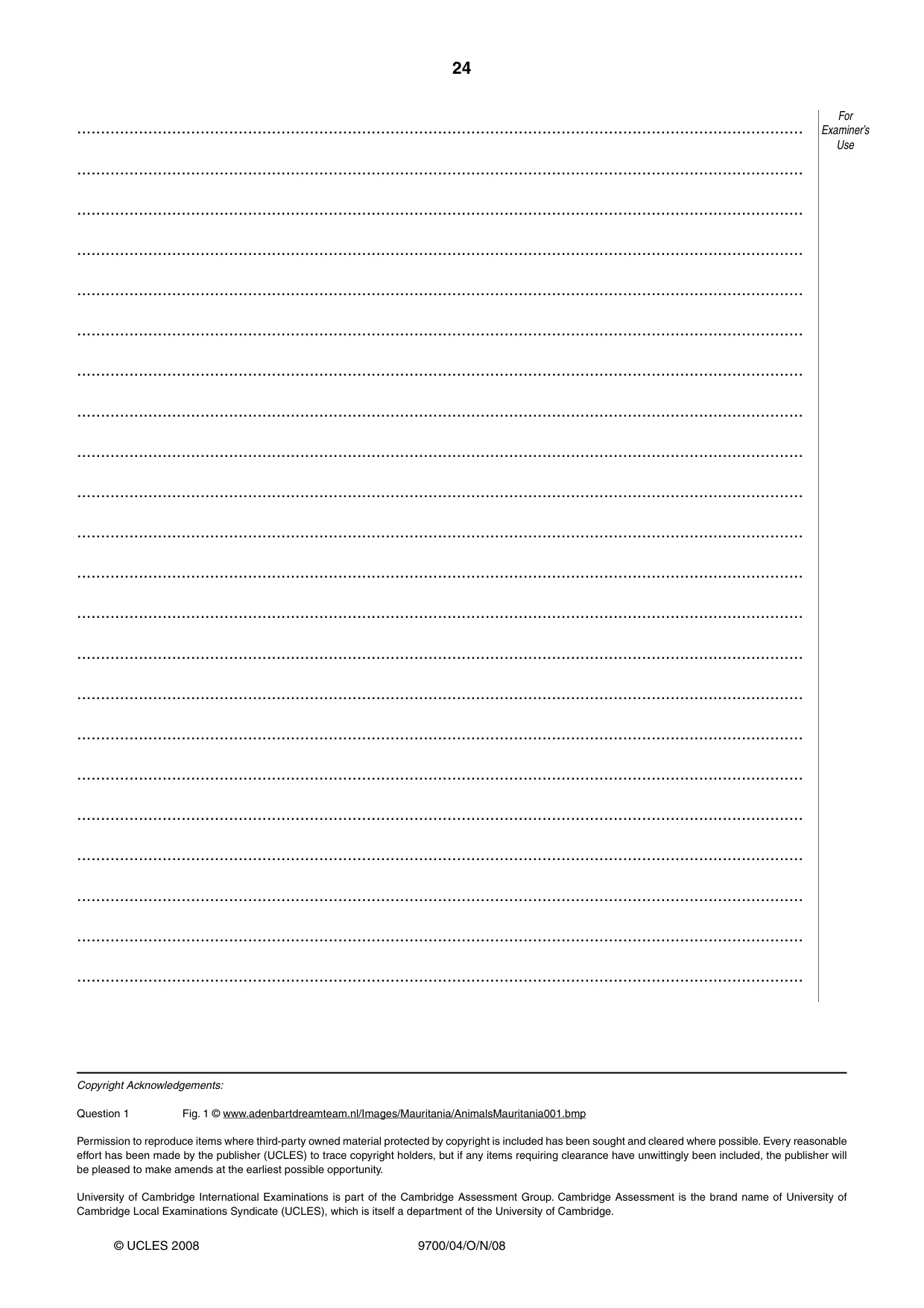 Cambridge A Level Biology 9700 2008 Oct/Nov Paper 4 · Variant 1 question paper, page 24 of 24