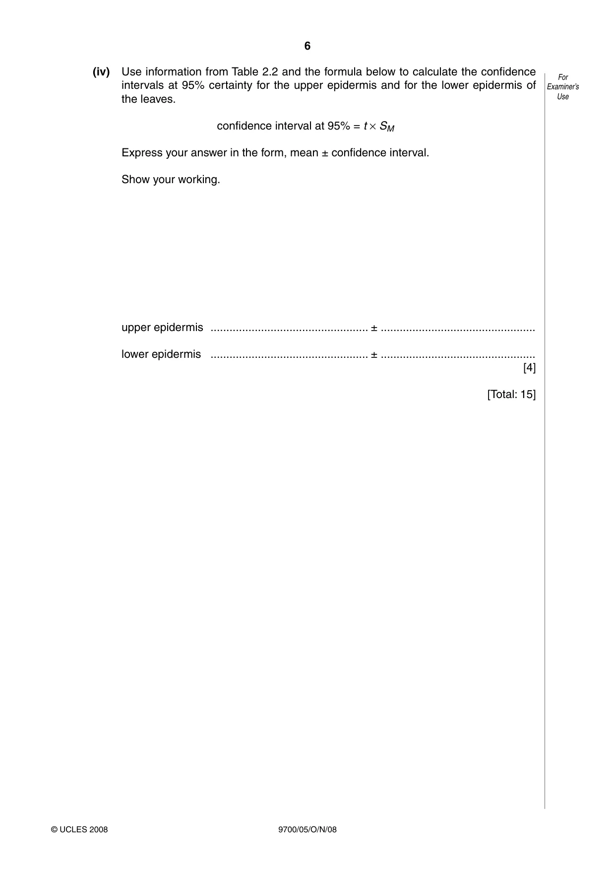 Cambridge A Level Biology 9700 2008 Oct/Nov Paper 5 · Variant 1 question paper, page 6 of 12