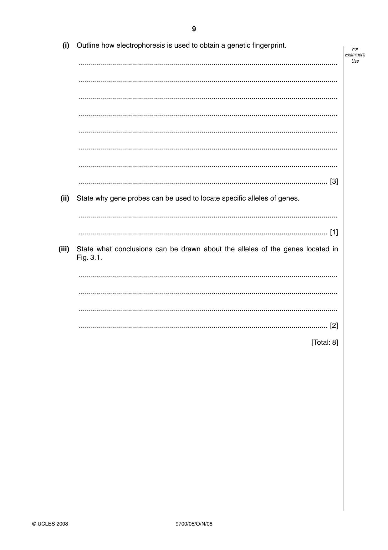 Cambridge A Level Biology 9700 2008 Oct/Nov Paper 5 · Variant 1 question paper, page 9 of 12
