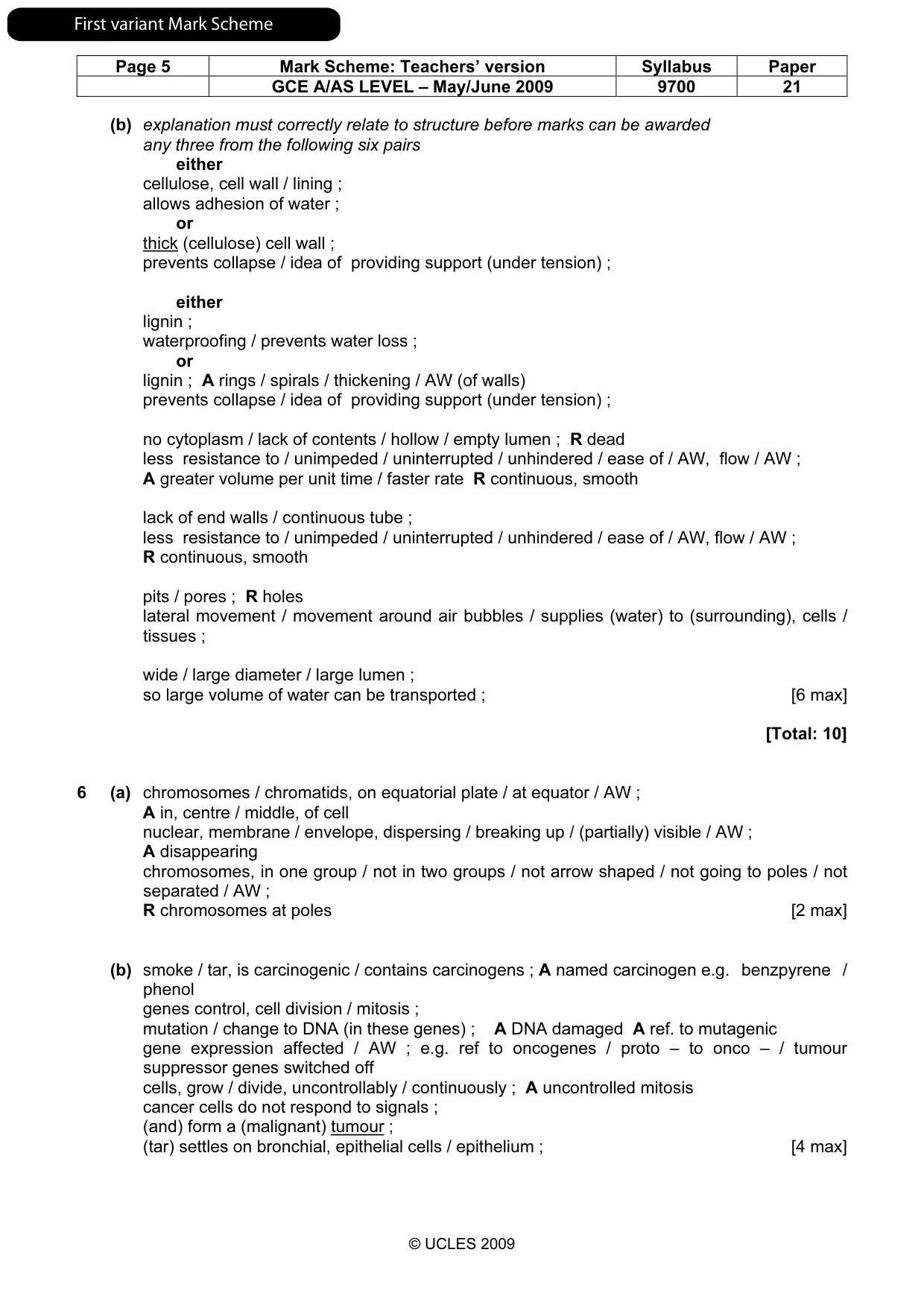 Mark scheme, page 6 of 13
