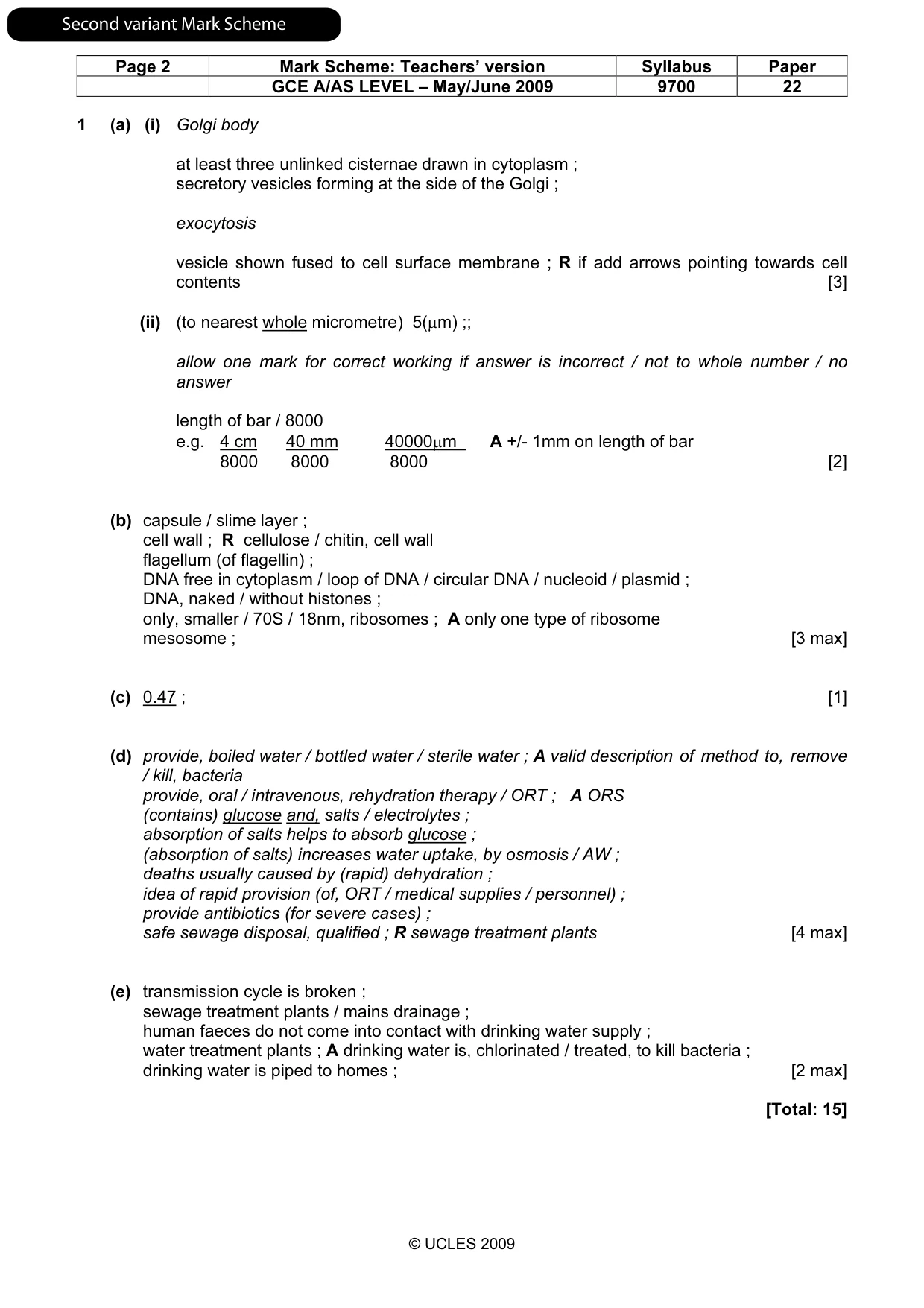 Mark scheme, page 9 of 13