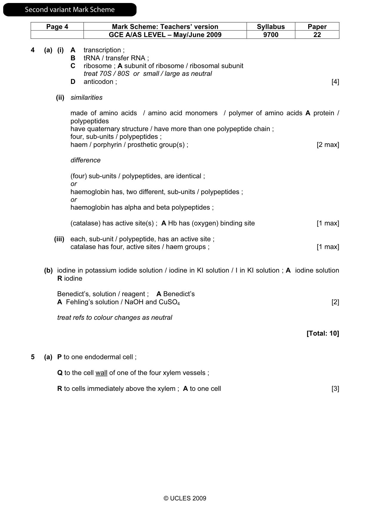 Mark scheme, page 11 of 13