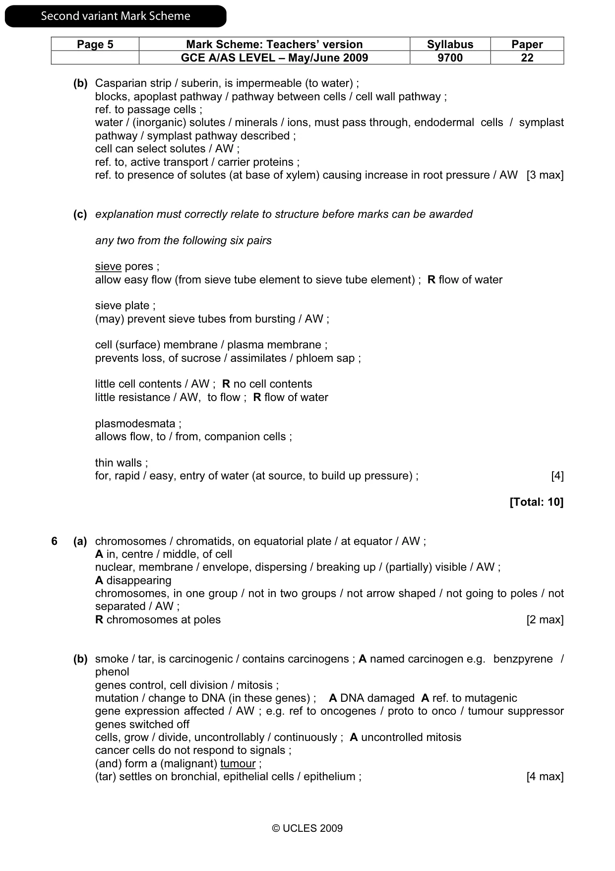 Mark scheme, page 12 of 13