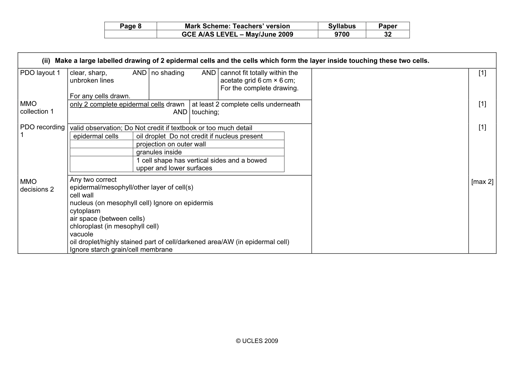 Mark scheme, page 8 of 10