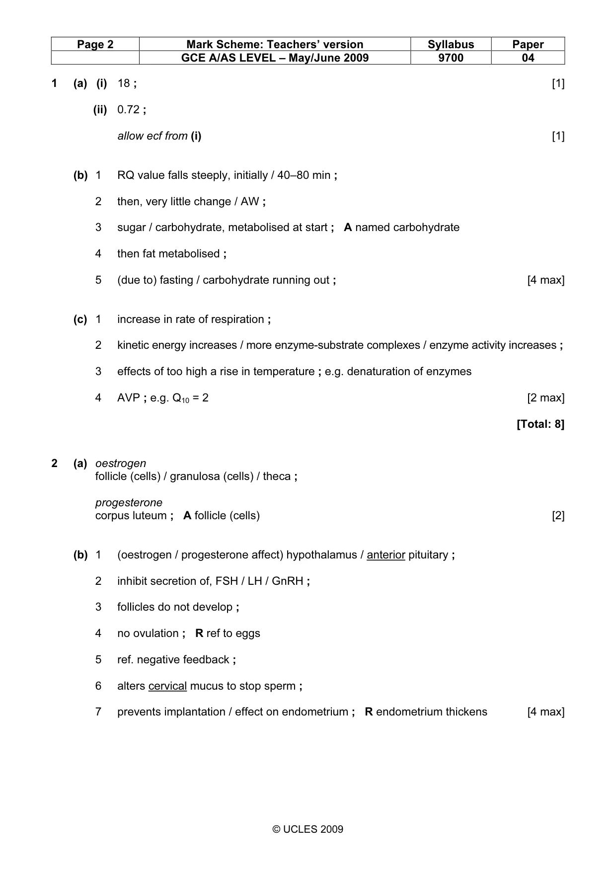 Mark scheme, page 2 of 11