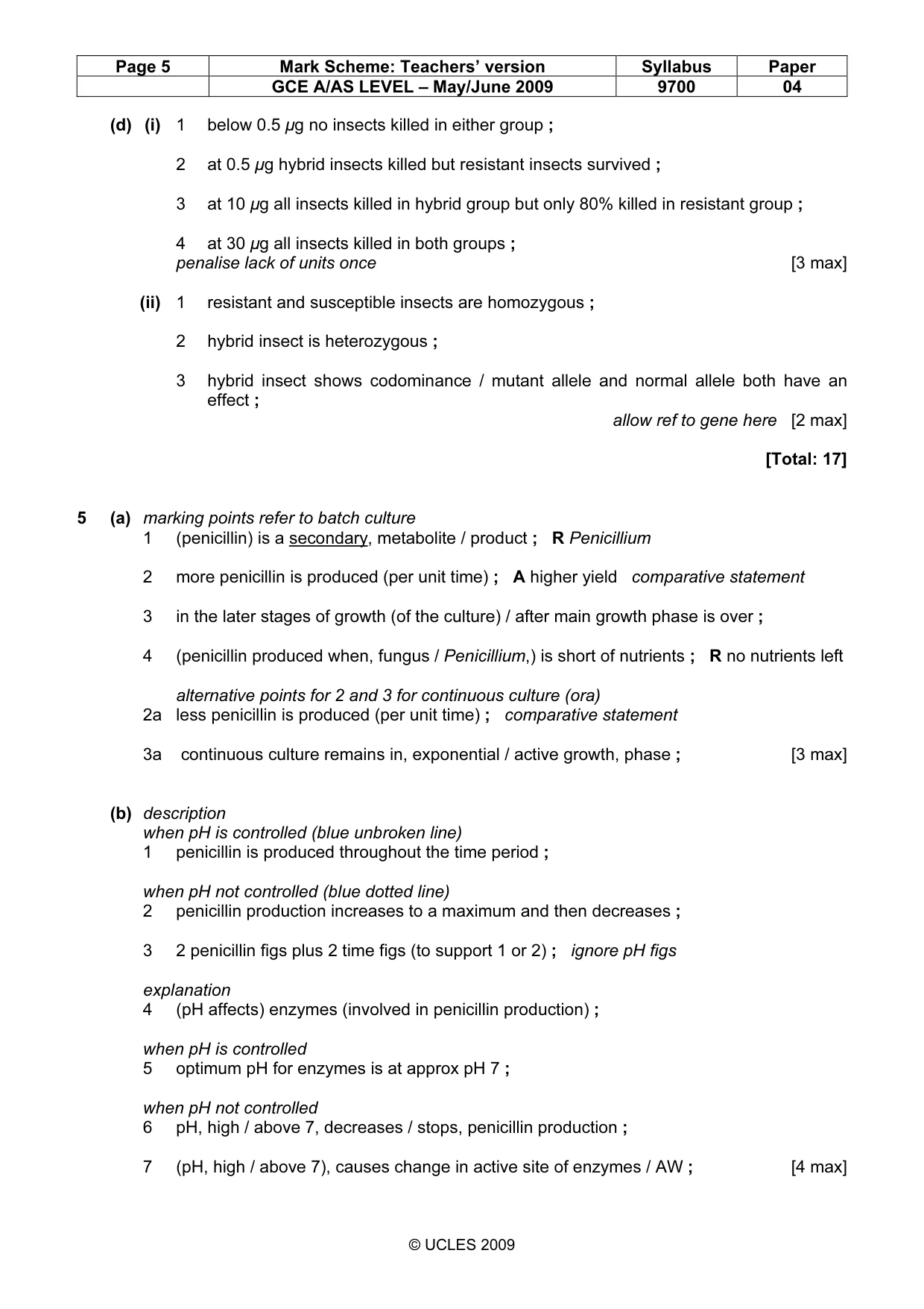 Mark scheme, page 5 of 11