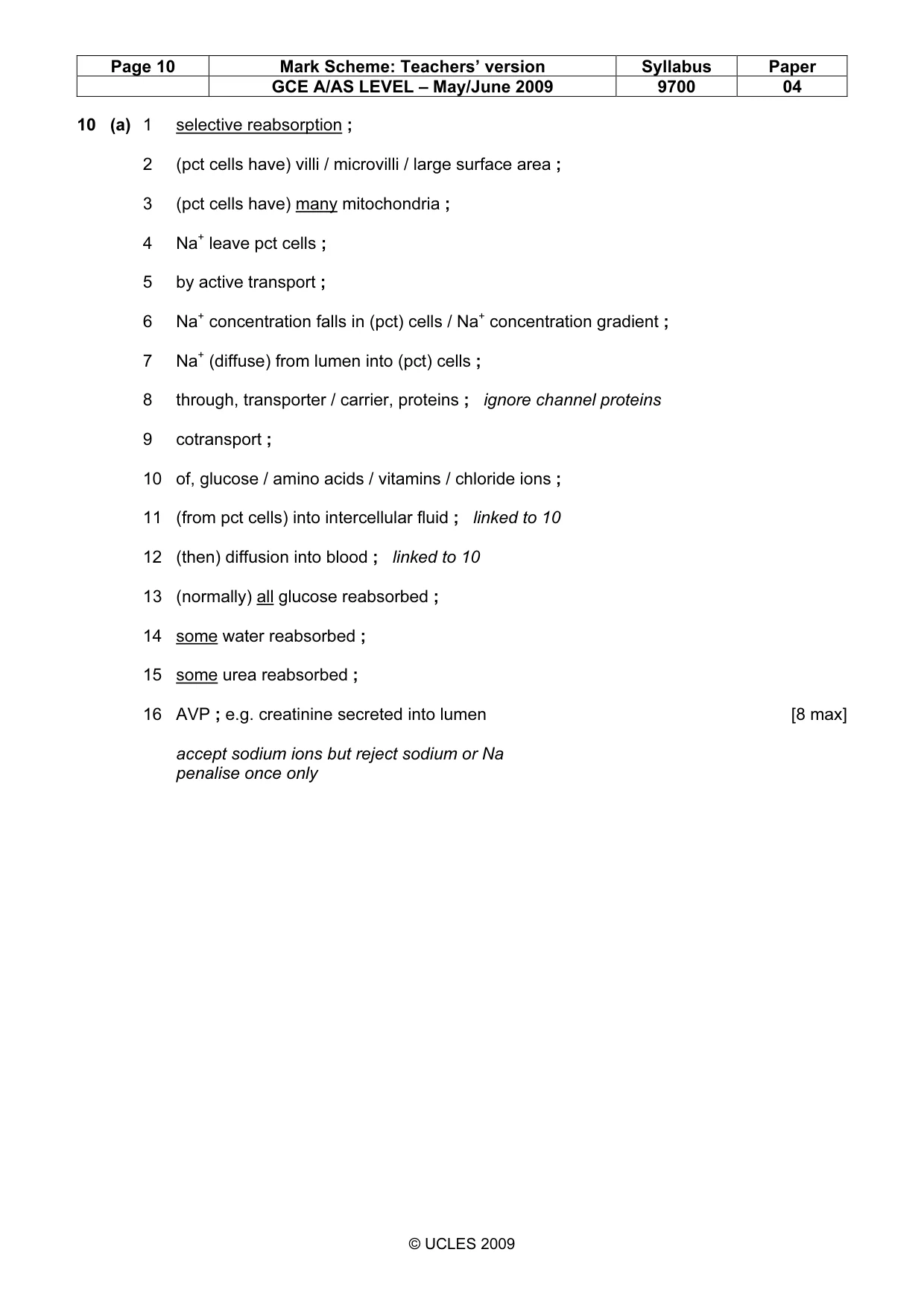 Mark scheme, page 10 of 11