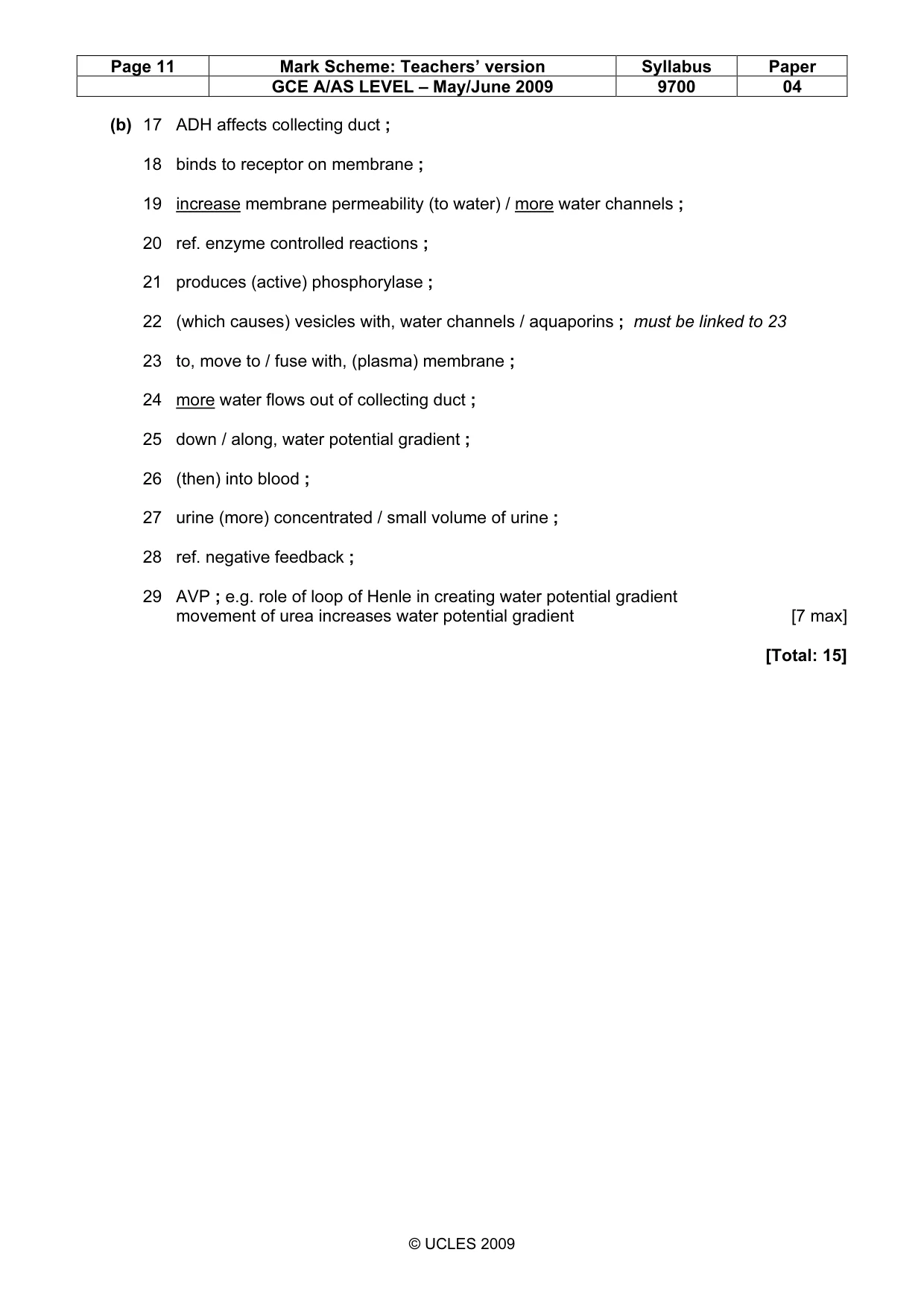 Mark scheme, page 11 of 11