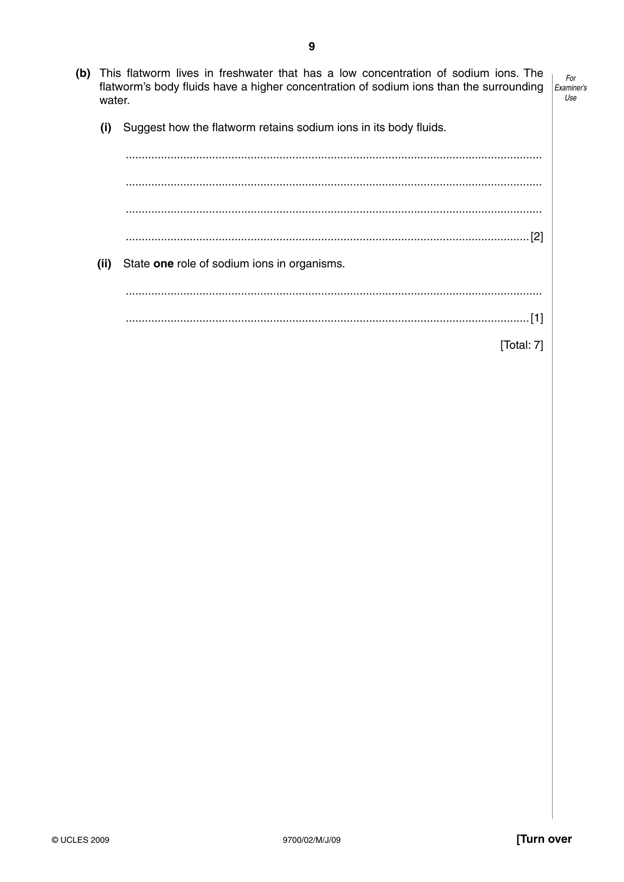 Cambridge A Level Biology 9700 2009 May/June Paper 2 · Variant 1 question paper, page 10 of 41
