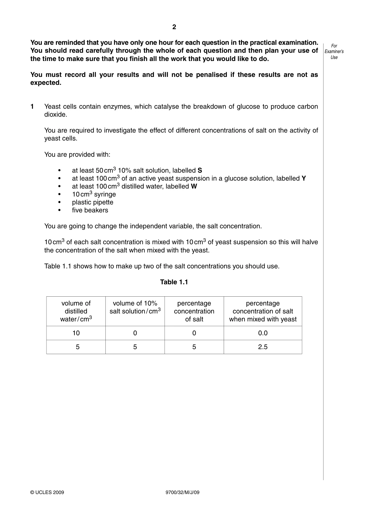 Cambridge A Level Biology 9700 2009 May/June Paper 3 · Variant 2 question paper, page 2 of 16