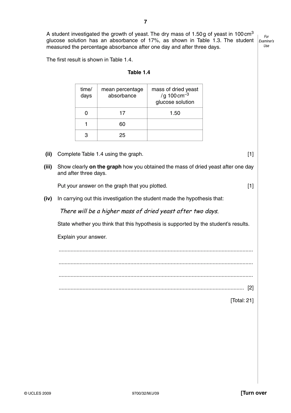 Cambridge A Level Biology 9700 2009 May/June Paper 3 · Variant 2 question paper, page 7 of 16