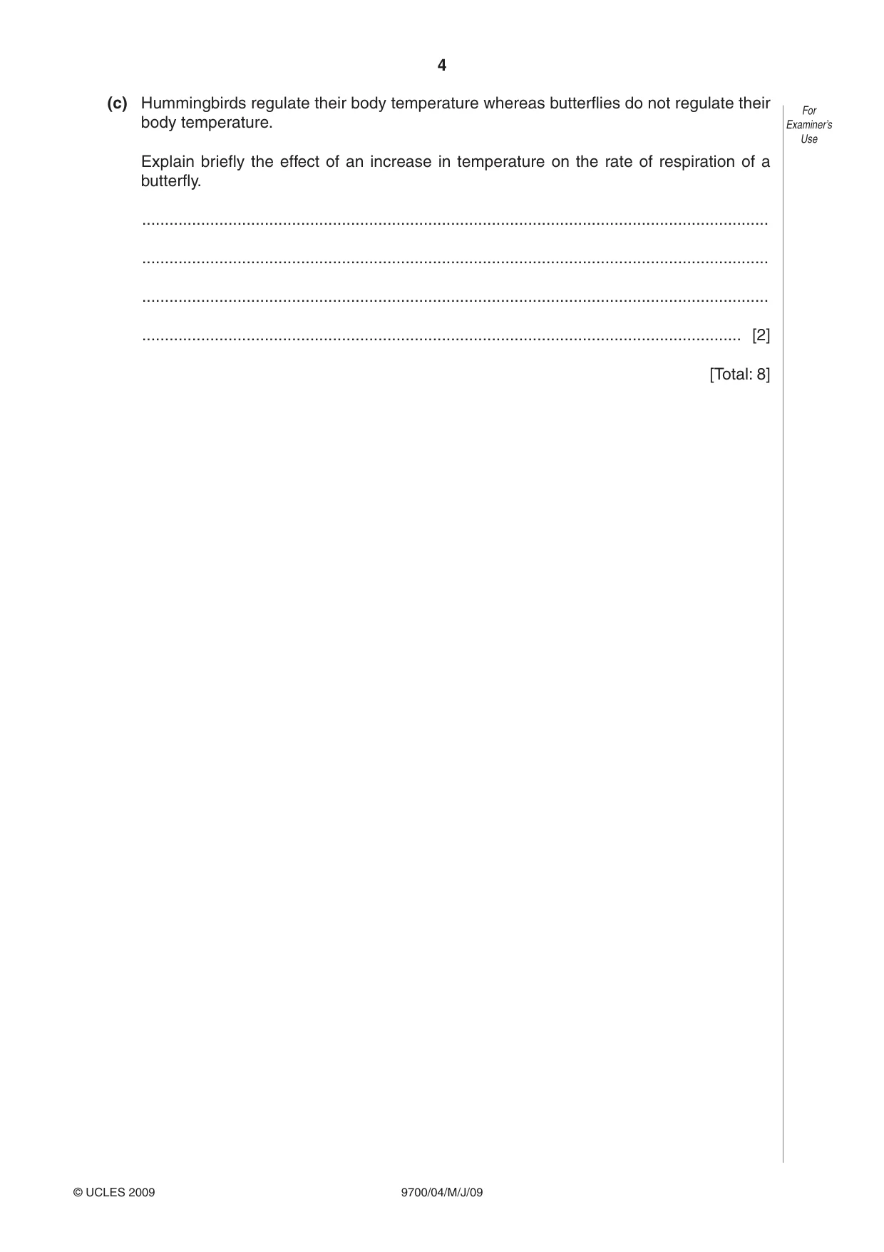 Cambridge A Level Biology 9700 2009 May/June Paper 4 · Variant 1 question paper, page 4 of 24