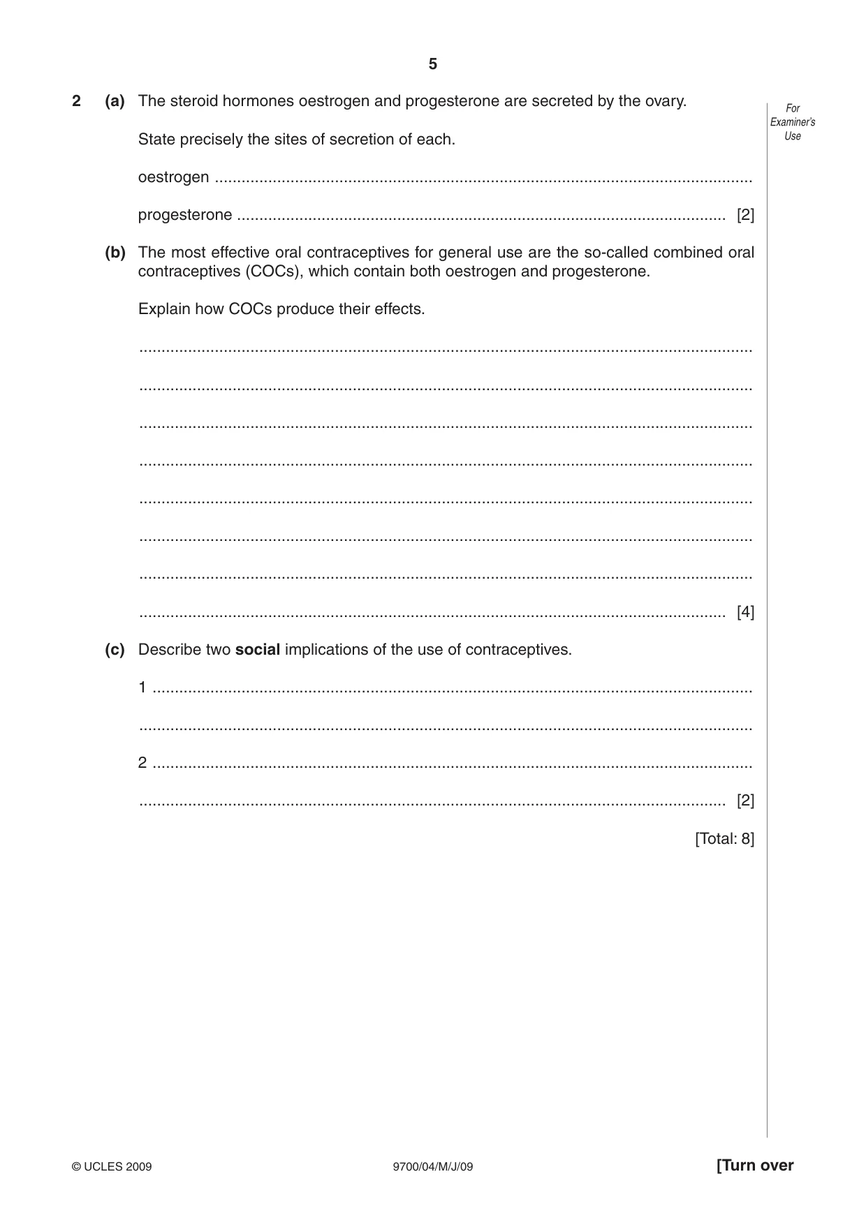 Cambridge A Level Biology 9700 2009 May/June Paper 4 · Variant 1 question paper, page 5 of 24