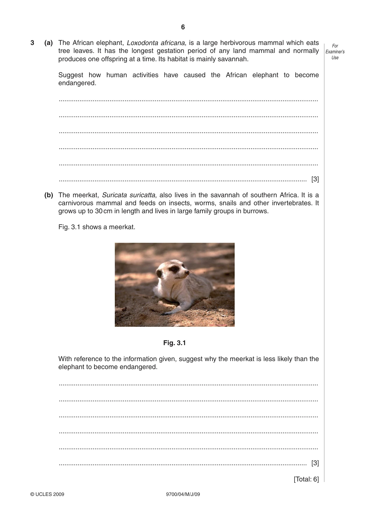 Cambridge A Level Biology 9700 2009 May/June Paper 4 · Variant 1 question paper, page 6 of 24