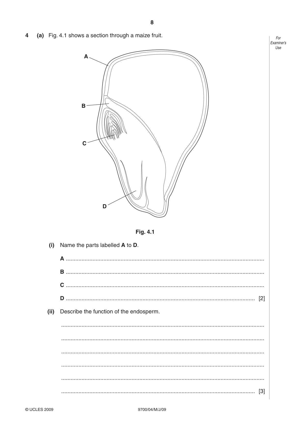 Cambridge A Level Biology 9700 2009 May/June Paper 4 · Variant 1 question paper, page 8 of 24