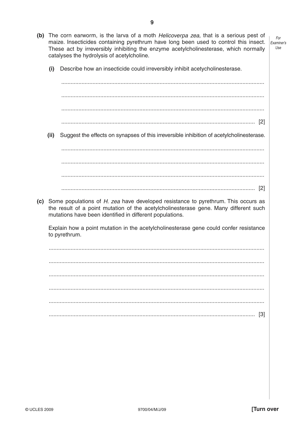 Cambridge A Level Biology 9700 2009 May/June Paper 4 · Variant 1 question paper, page 9 of 24