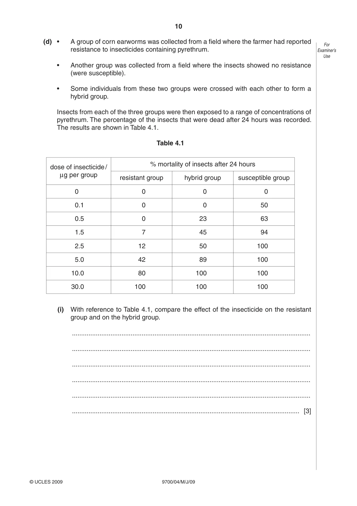 Cambridge A Level Biology 9700 2009 May/June Paper 4 · Variant 1 question paper, page 10 of 24