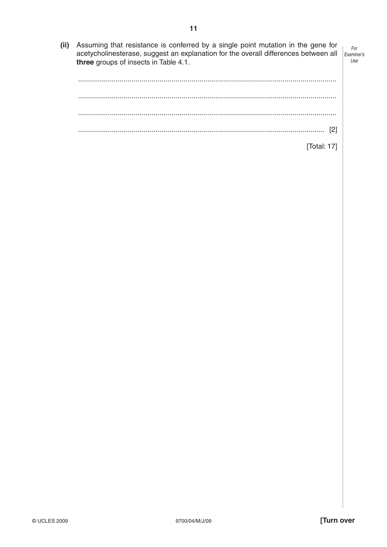 Cambridge A Level Biology 9700 2009 May/June Paper 4 · Variant 1 question paper, page 11 of 24