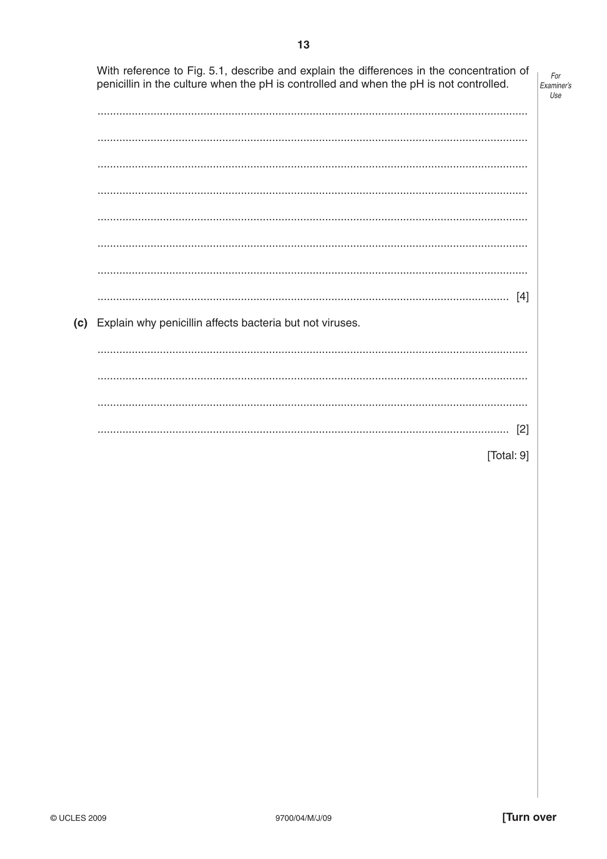 Cambridge A Level Biology 9700 2009 May/June Paper 4 · Variant 1 question paper, page 13 of 24