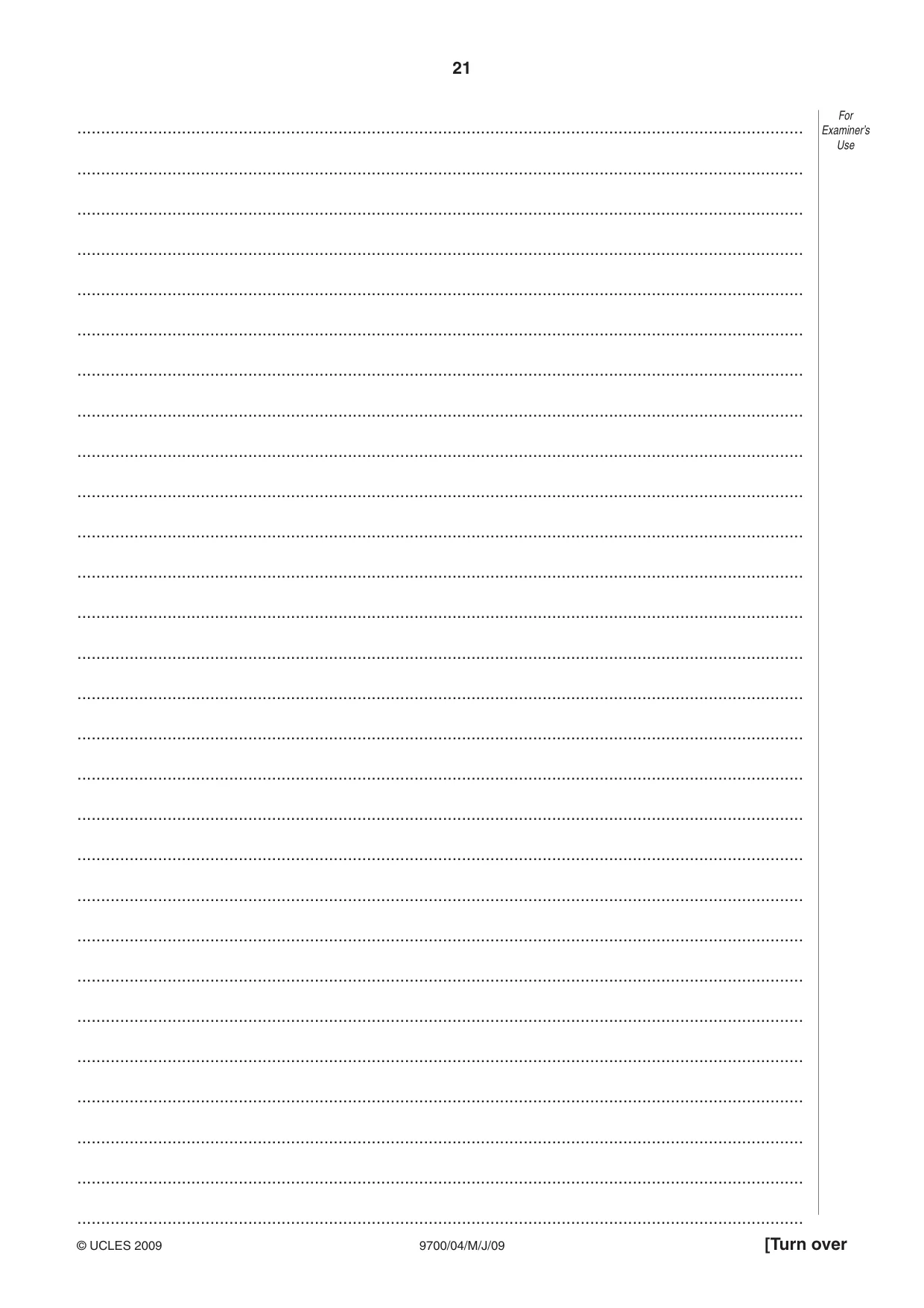 Cambridge A Level Biology 9700 2009 May/June Paper 4 · Variant 1 question paper, page 21 of 24