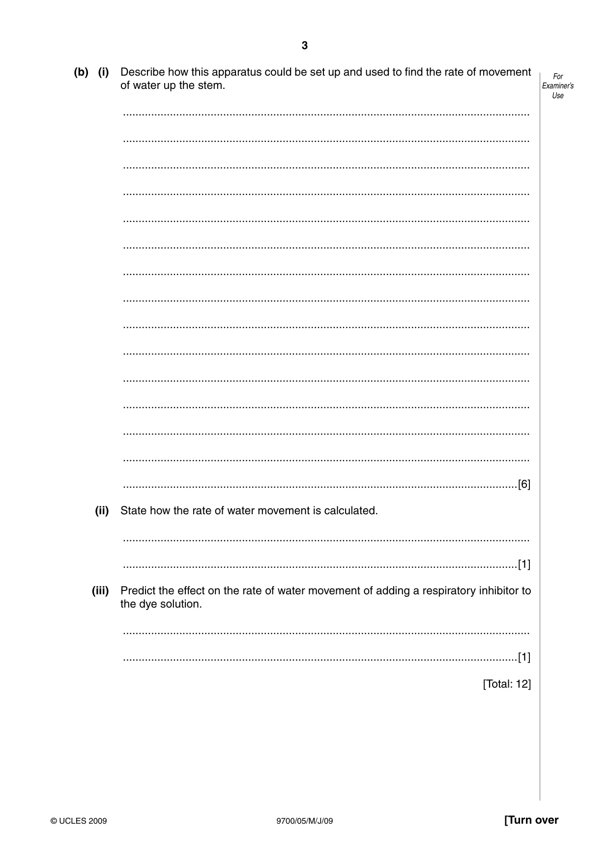Cambridge A Level Biology 9700 2009 May/June Paper 5 · Variant 1 question paper, page 3 of 8