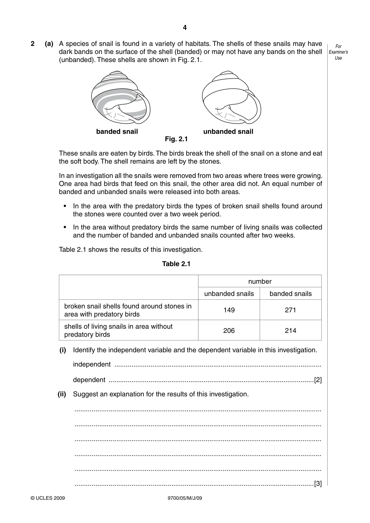 Cambridge A Level Biology 9700 2009 May/June Paper 5 · Variant 1 question paper, page 4 of 8