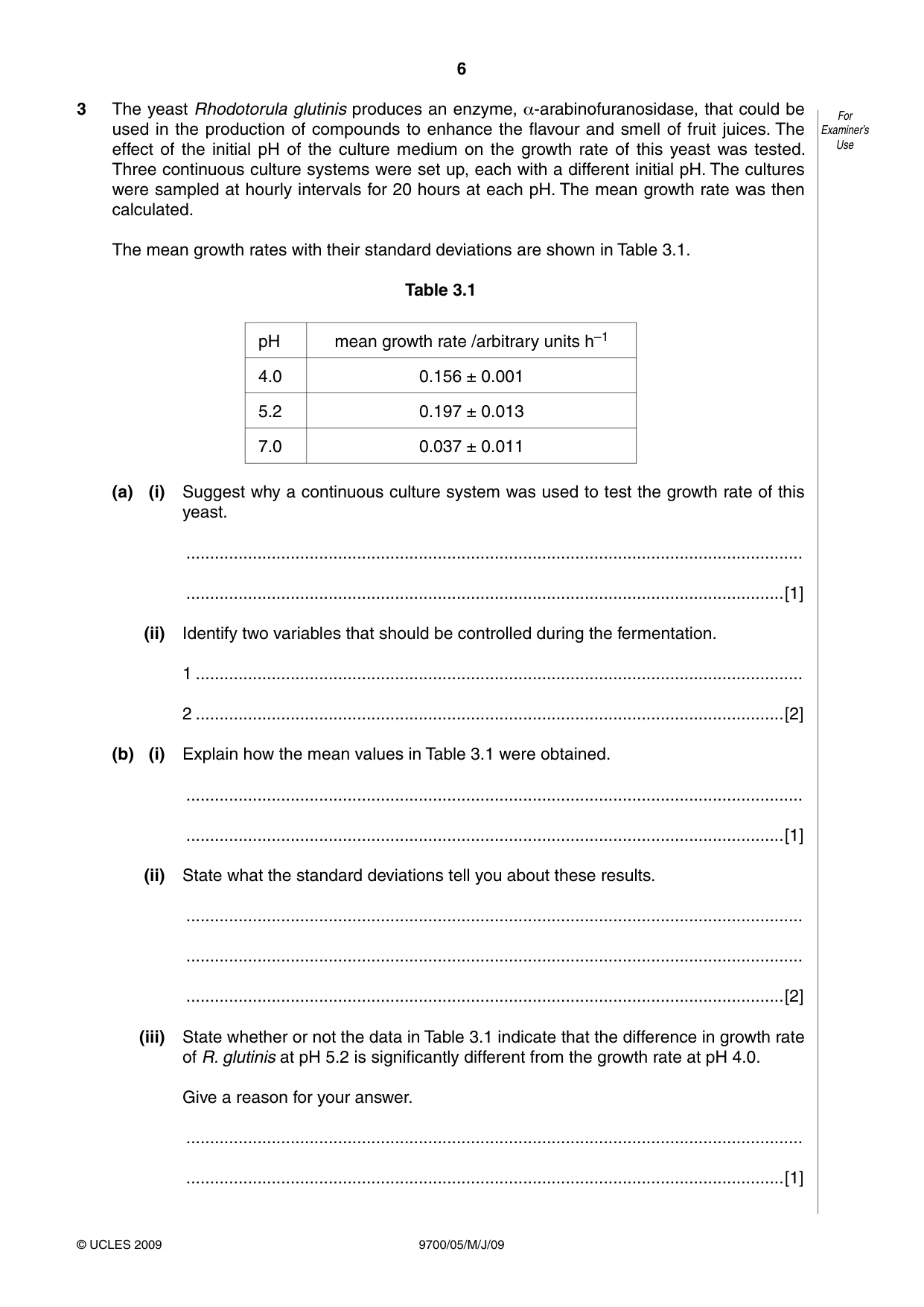 Cambridge A Level Biology 9700 2009 May/June Paper 5 · Variant 1 question paper, page 6 of 8