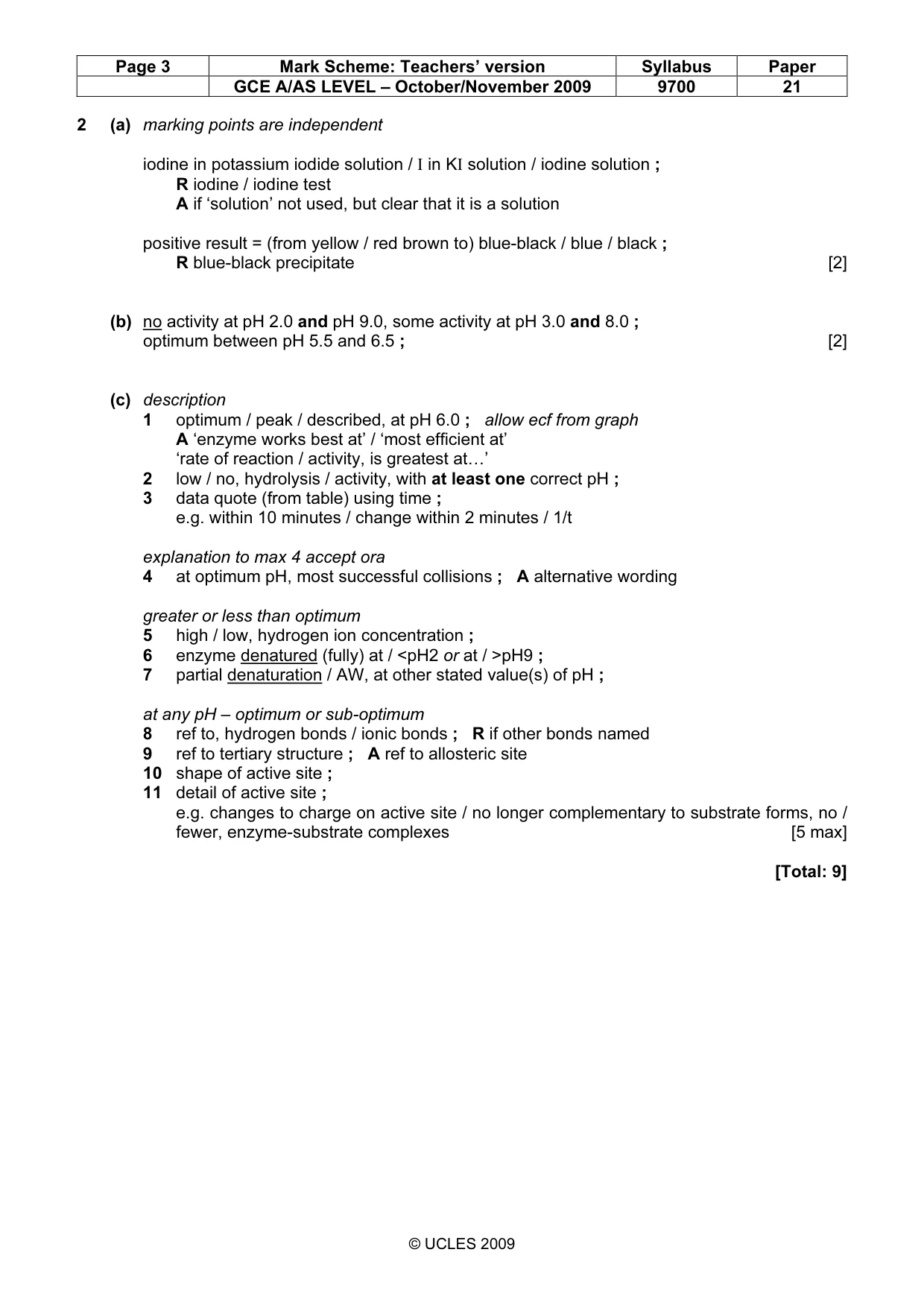 Mark scheme, page 3 of 7