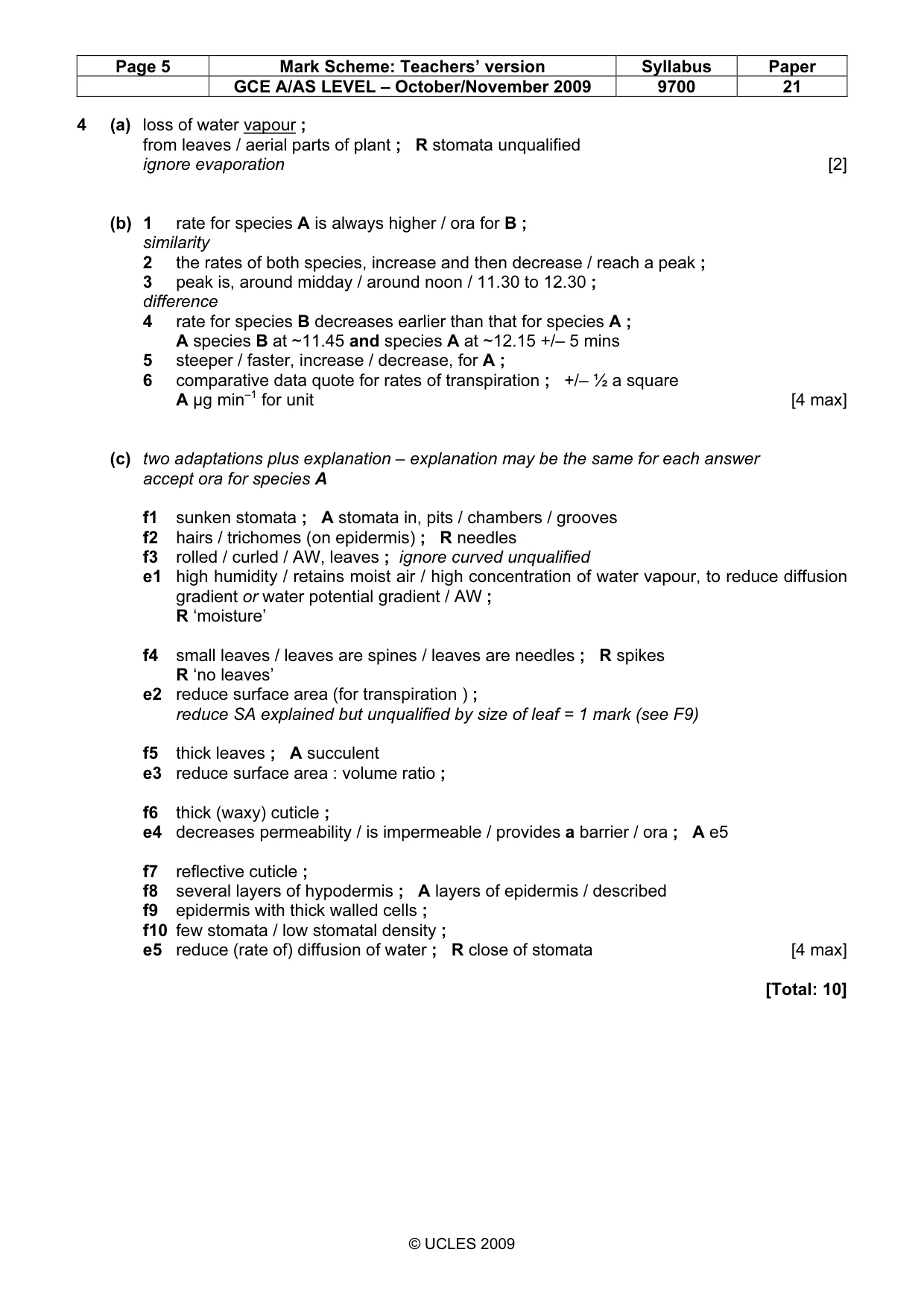 Mark scheme, page 5 of 7