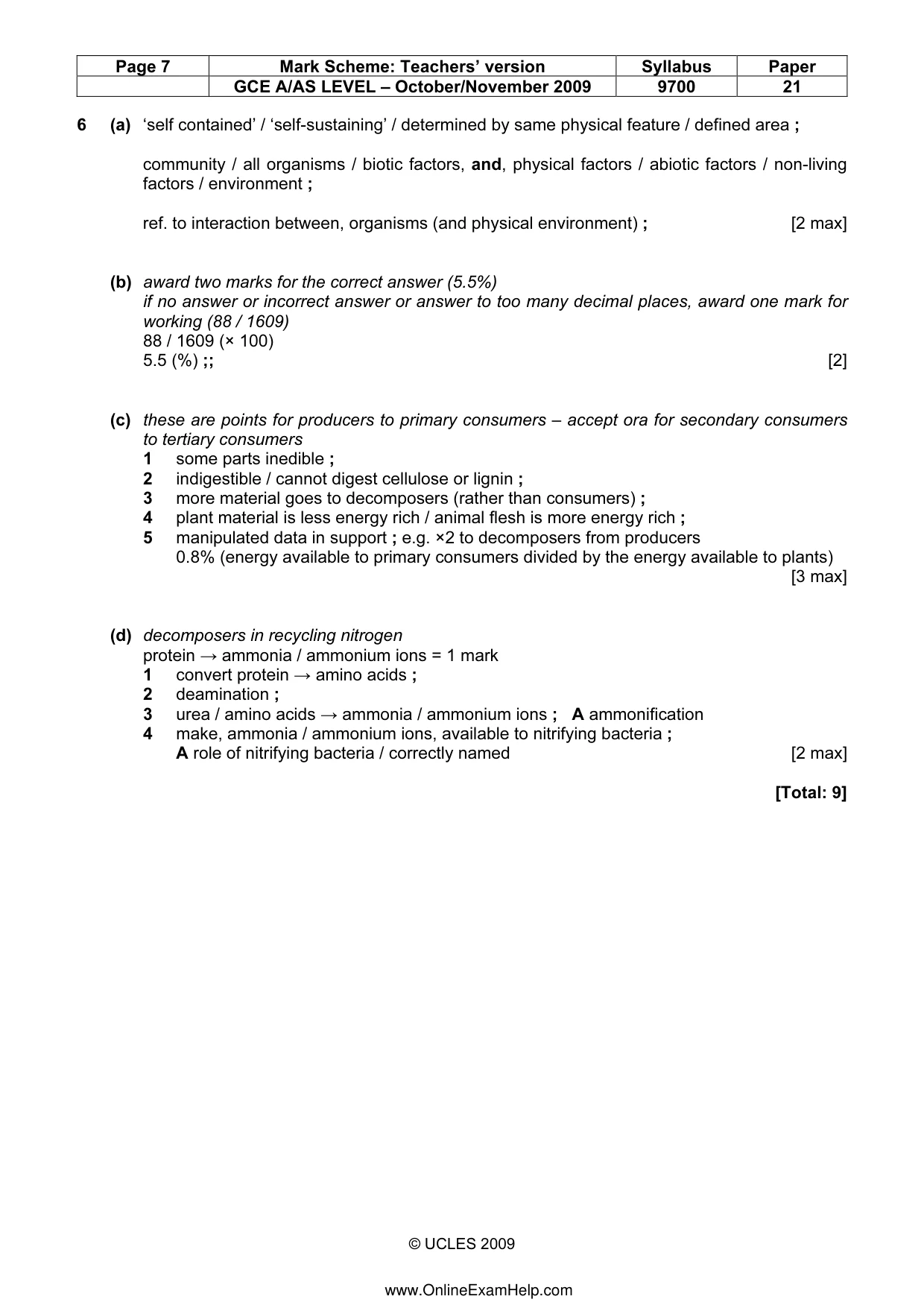 Mark scheme, page 7 of 7