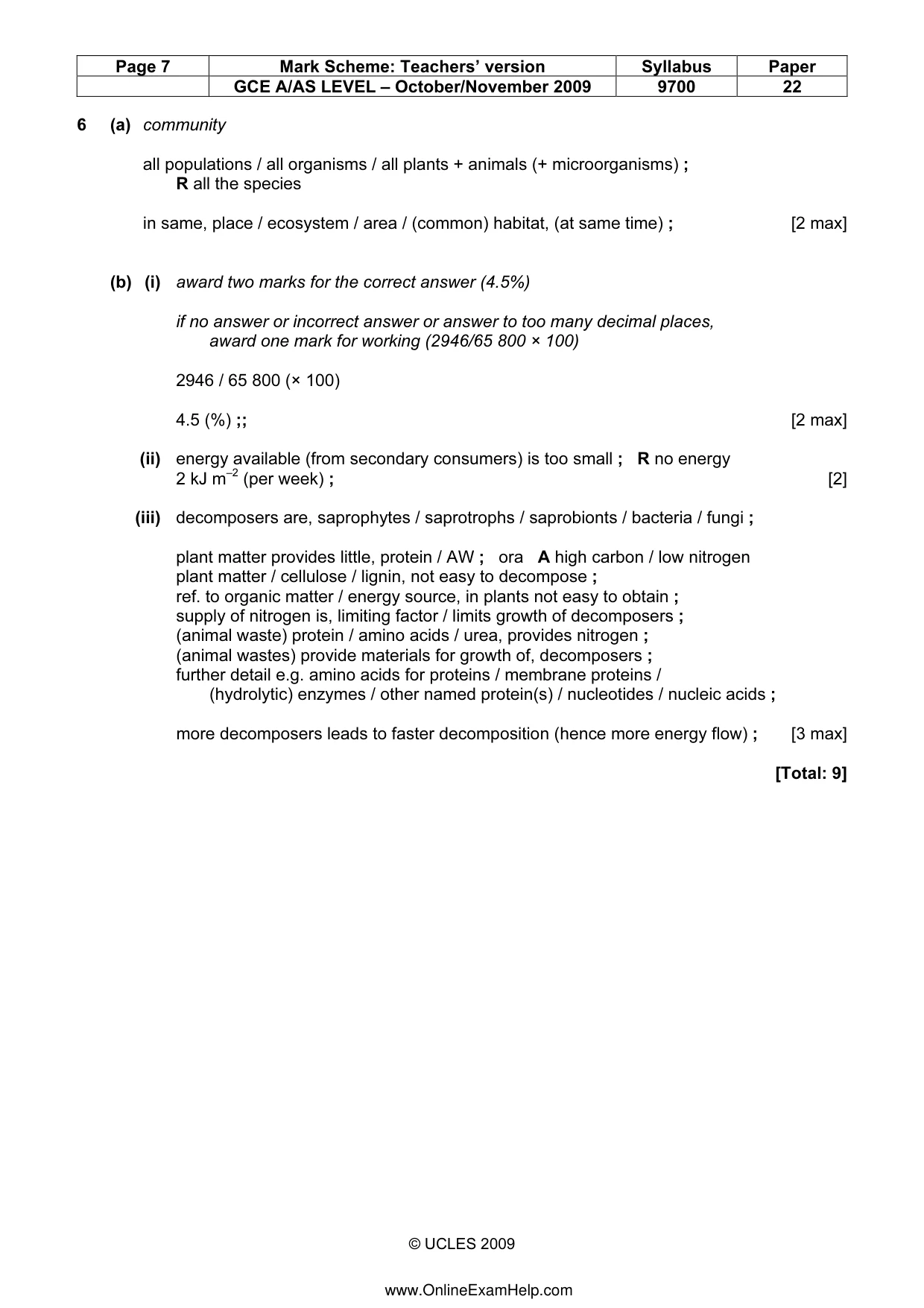 Mark scheme, page 7 of 7