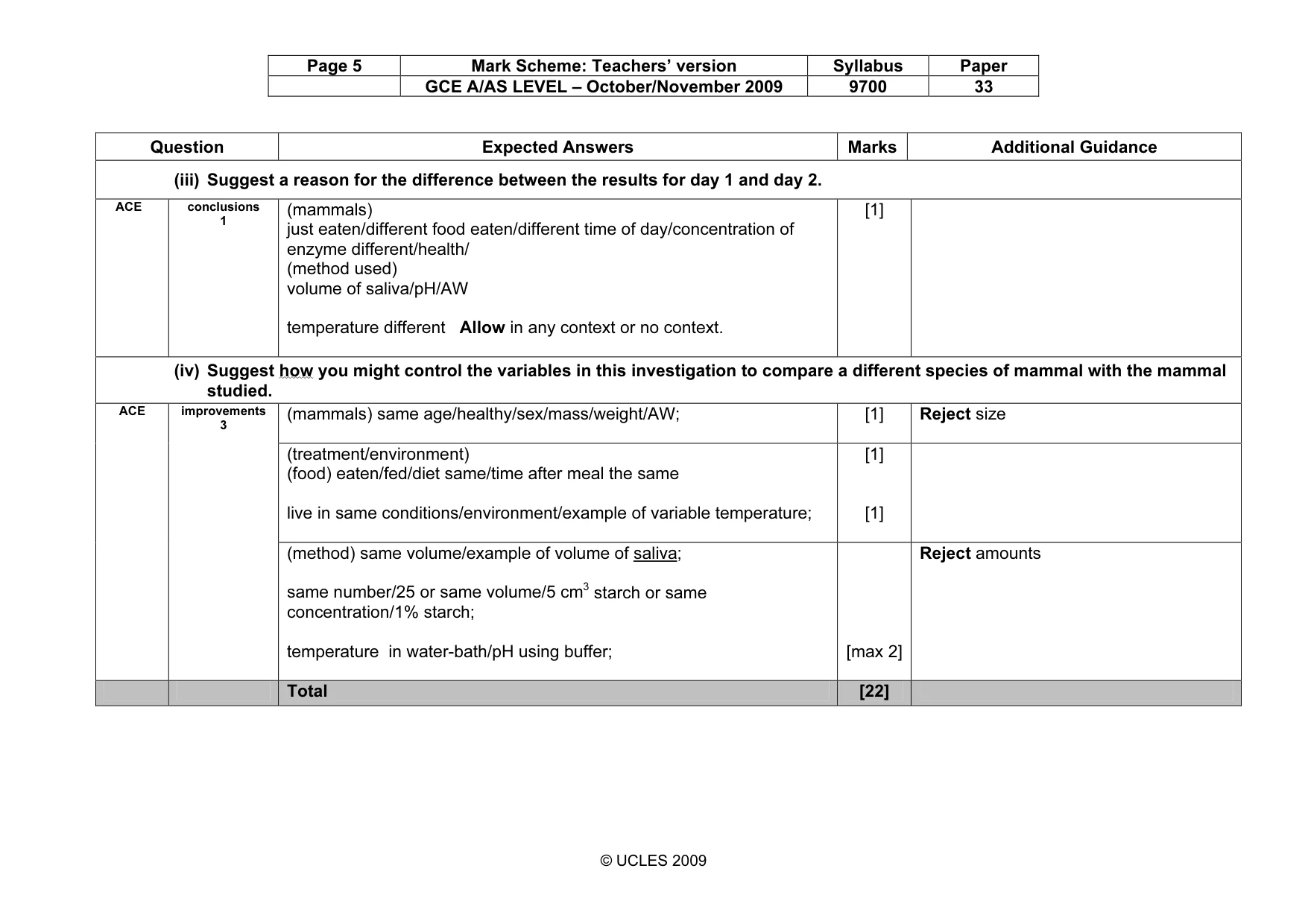 Mark scheme, page 5 of 8