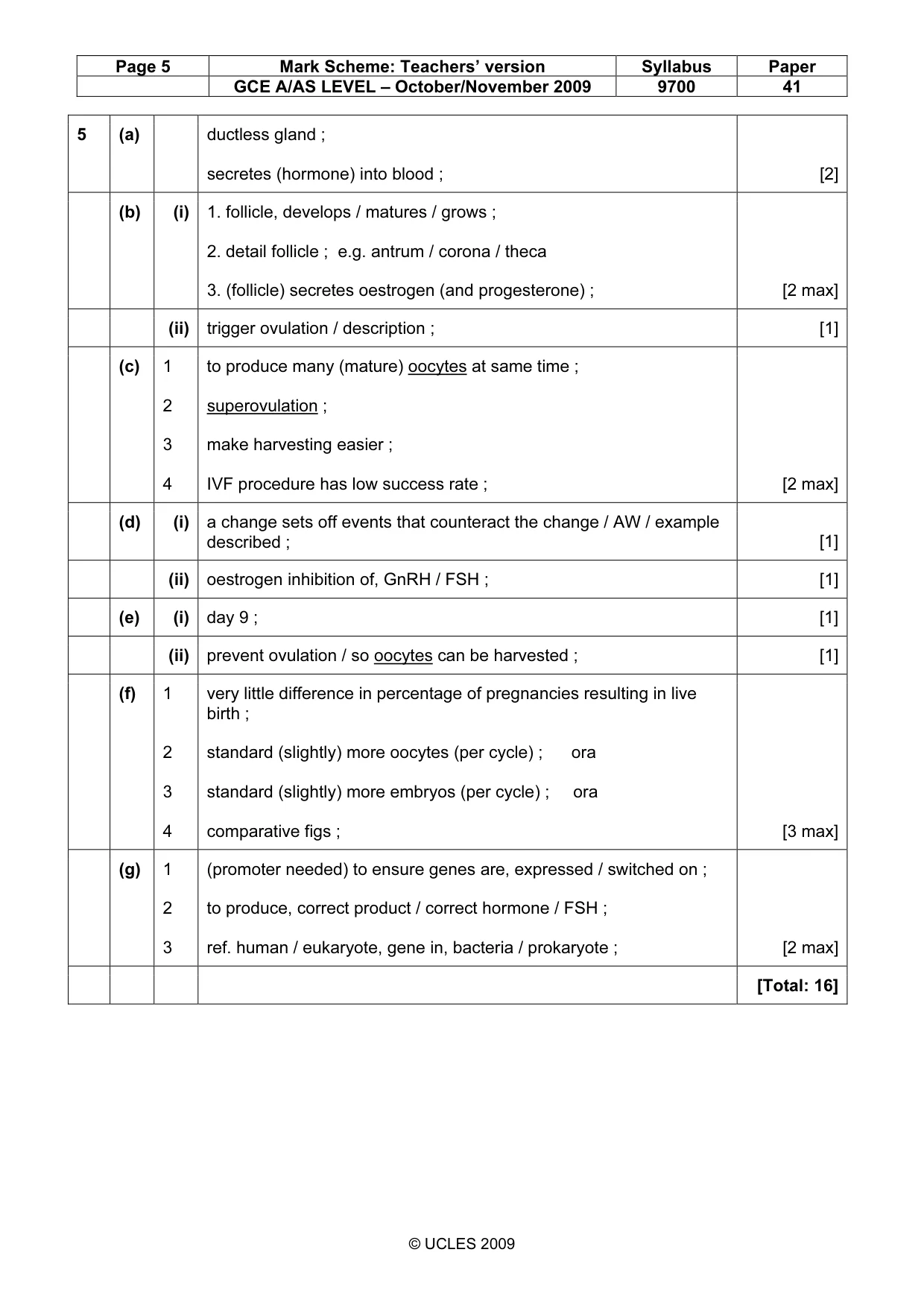 Mark scheme, page 5 of 10