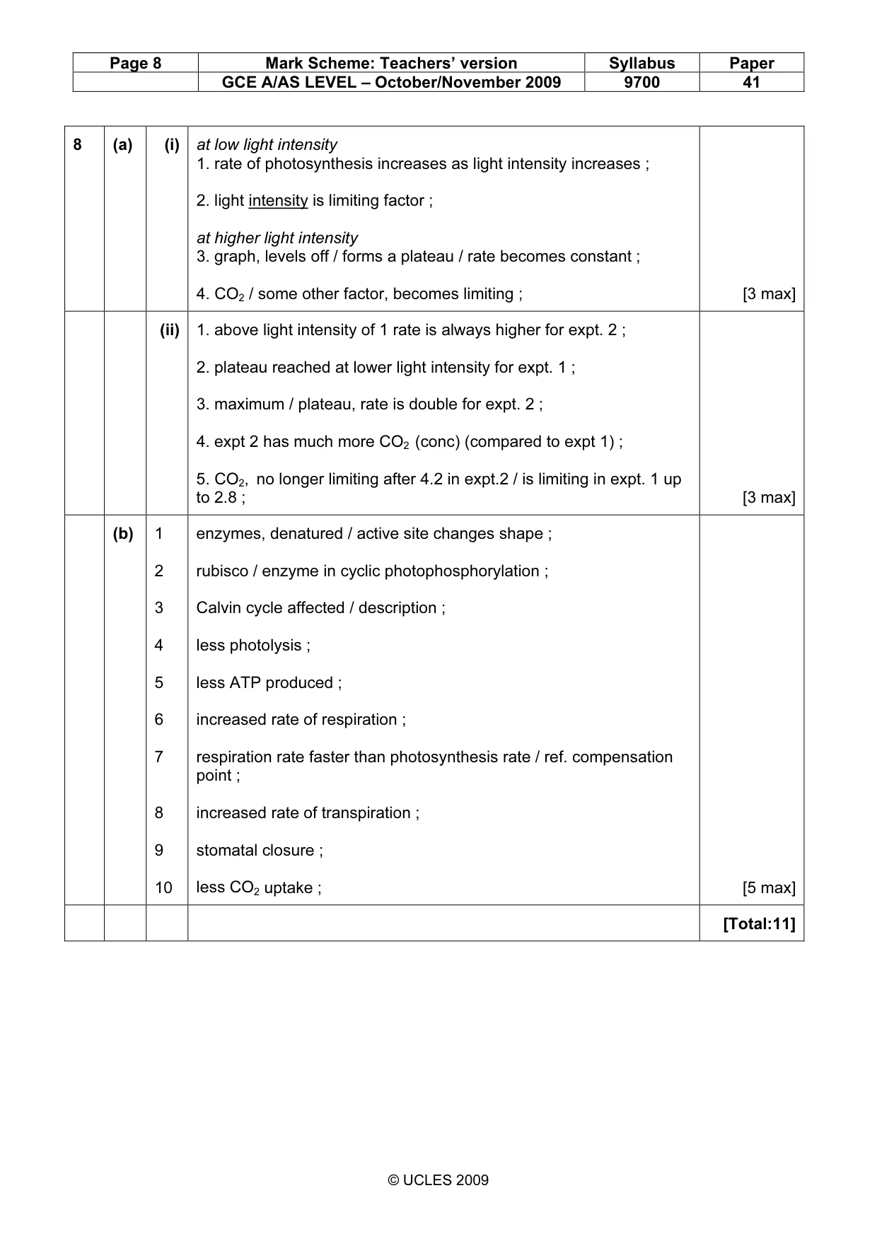 Mark scheme, page 8 of 10