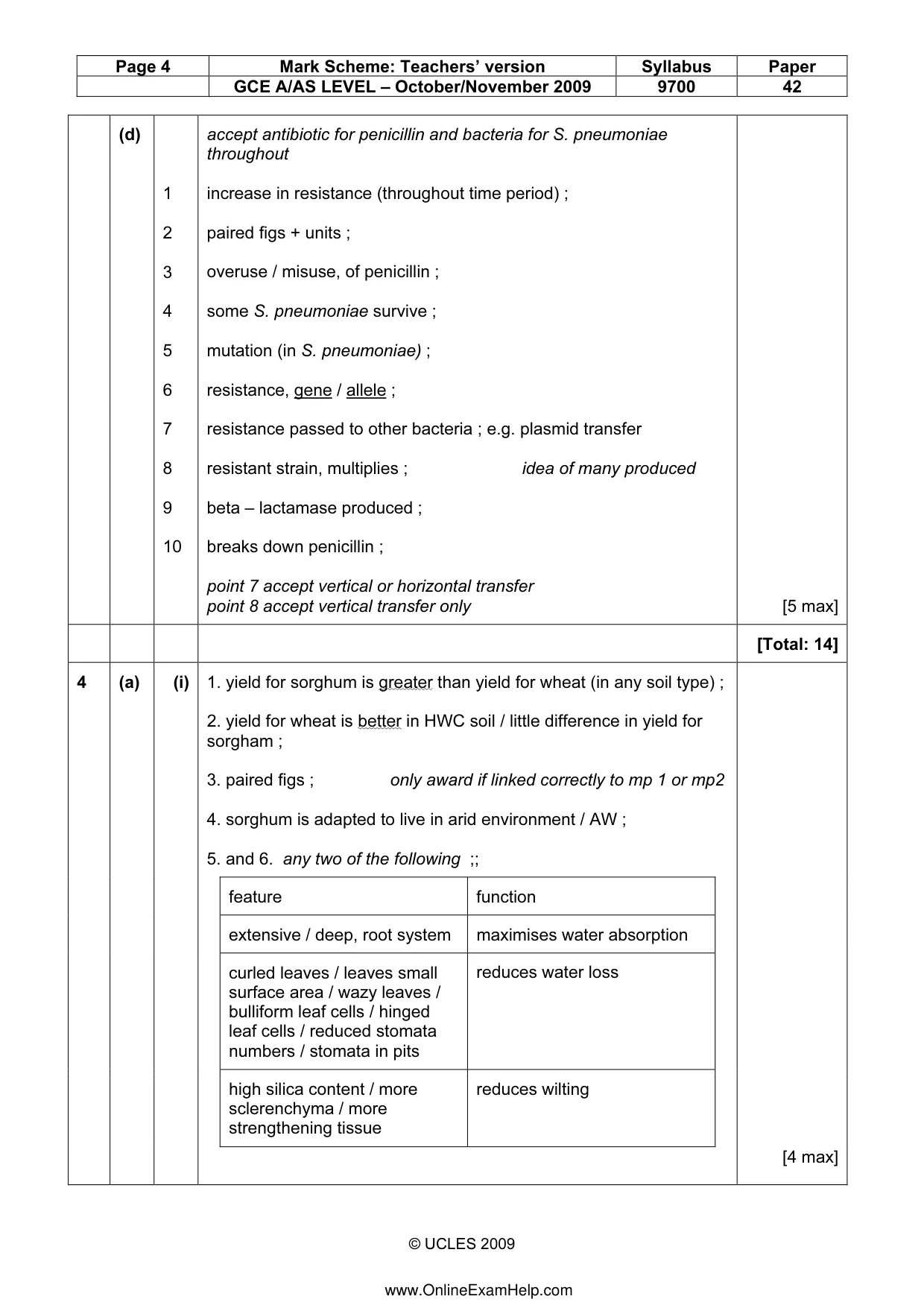 Mark scheme, page 4 of 10