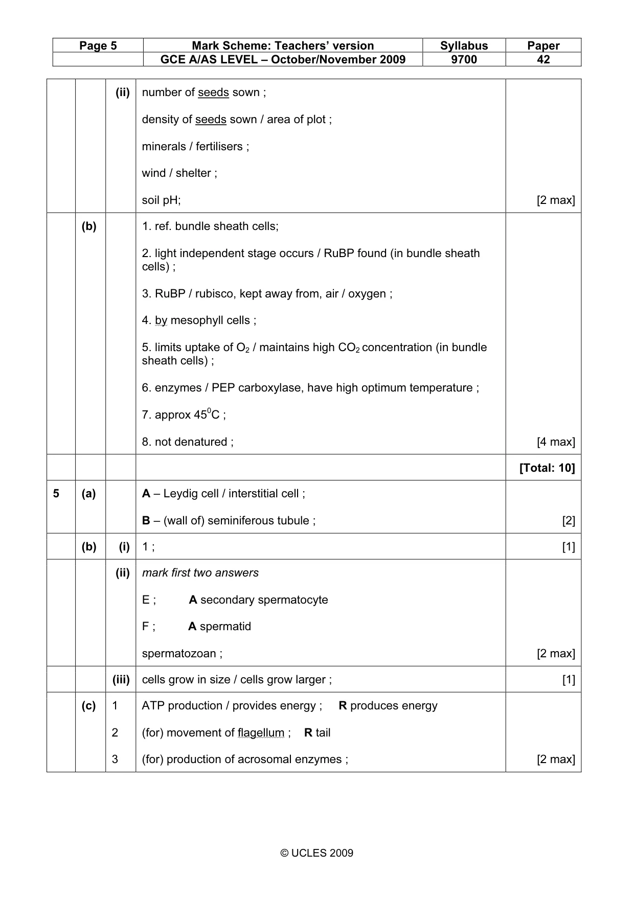 Mark scheme, page 5 of 10